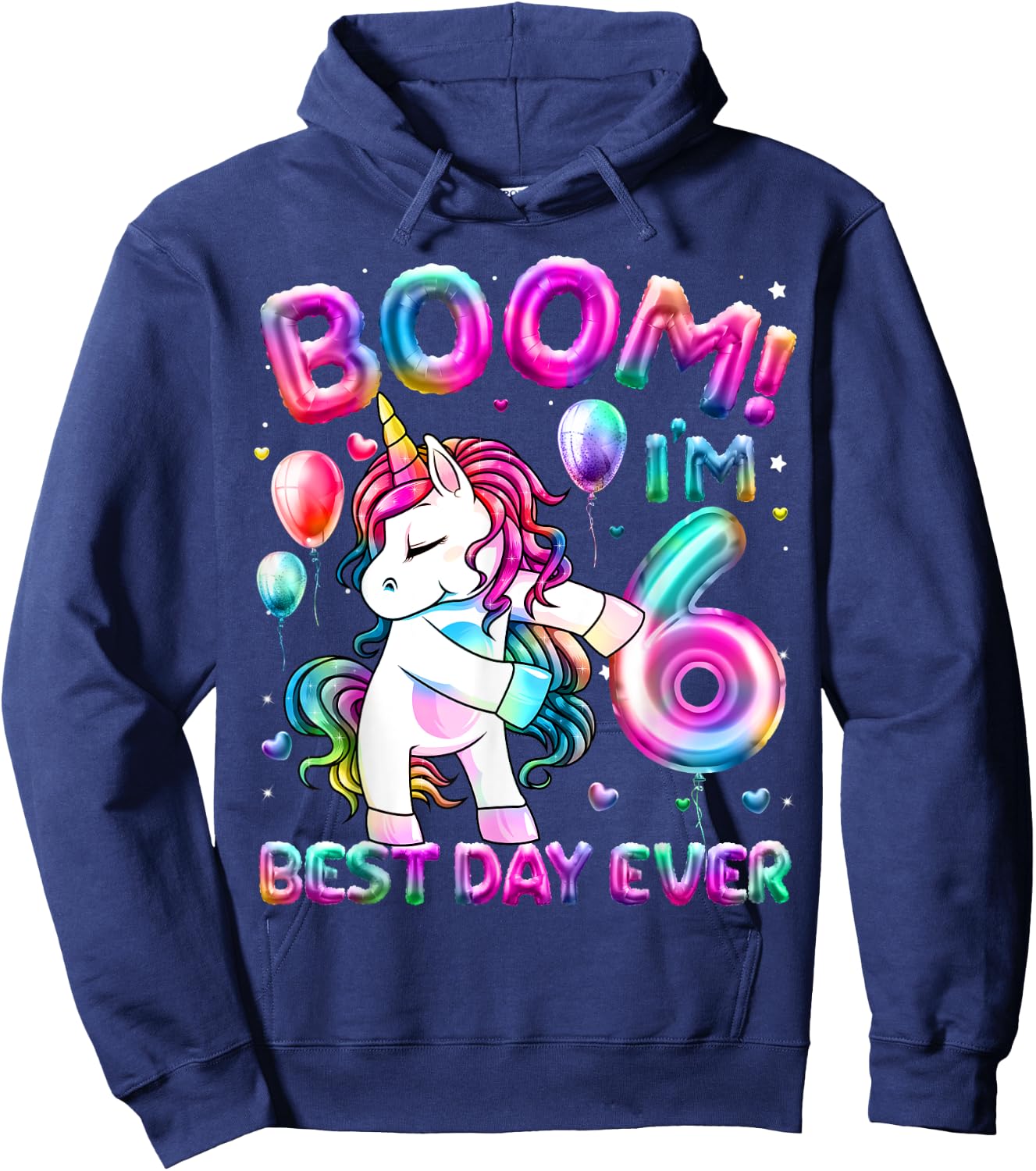 6 Years Old Flossing Unicorn Gifts 6th Birthday Girl Party Hoodie - Hoodie | Navy