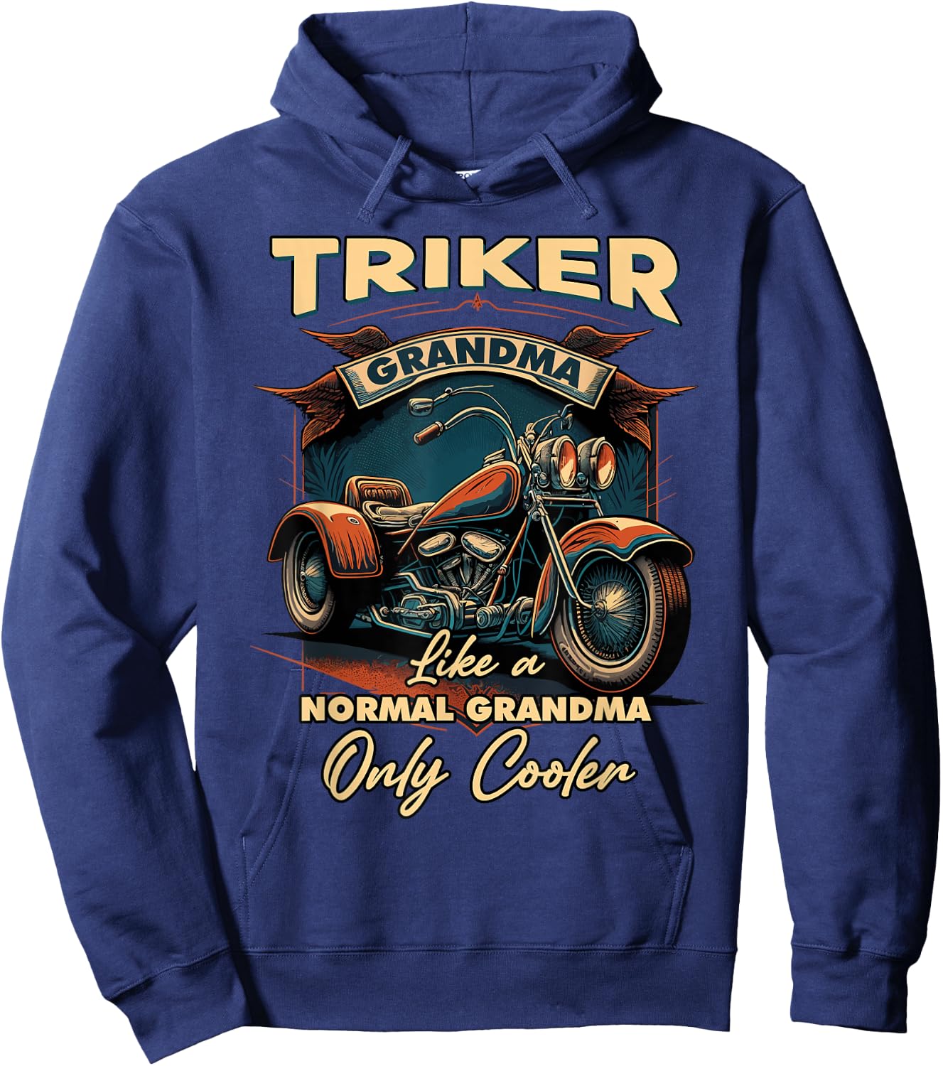 Triker Grandma Like A Normal Grandma Only Cooler Trike Hoodie - Hoodie | Navy