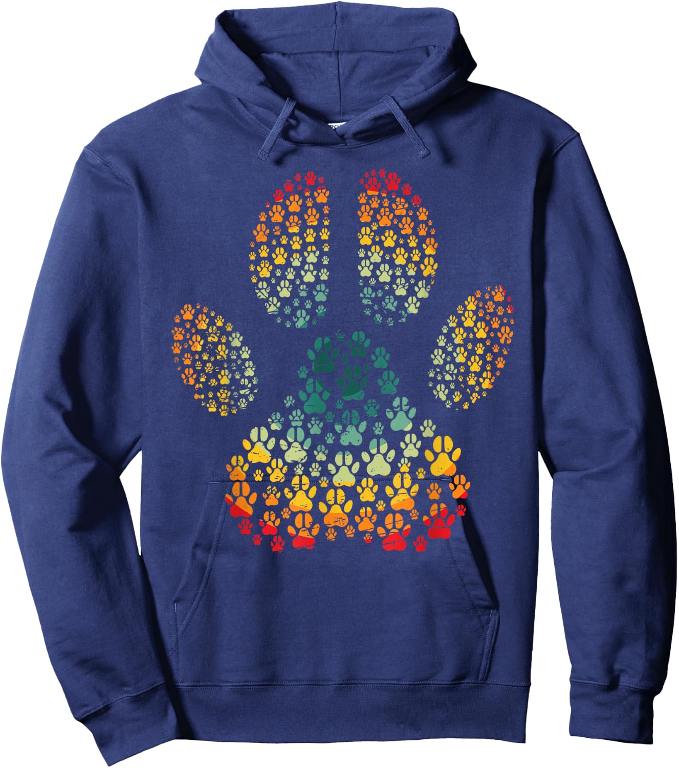 Vintage Dog Love Retro Paw Print Pet Lover Design for Dog Hoodie - Hoodie | Navy