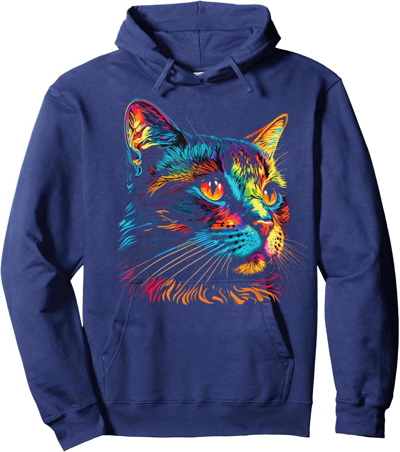 Cute Colorful Cat Head Art Face for Lover Cats Kitty Kitten Hoodie - Hoodie | Navy