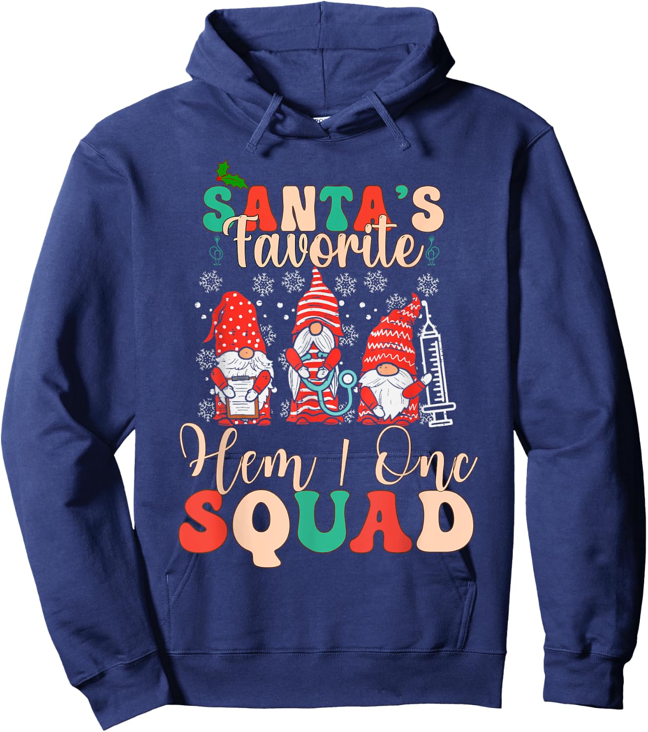 Christmas Oncology Hematology Nurse Squad Peds Hem/Onc Hoodie - Hoodie | Navy