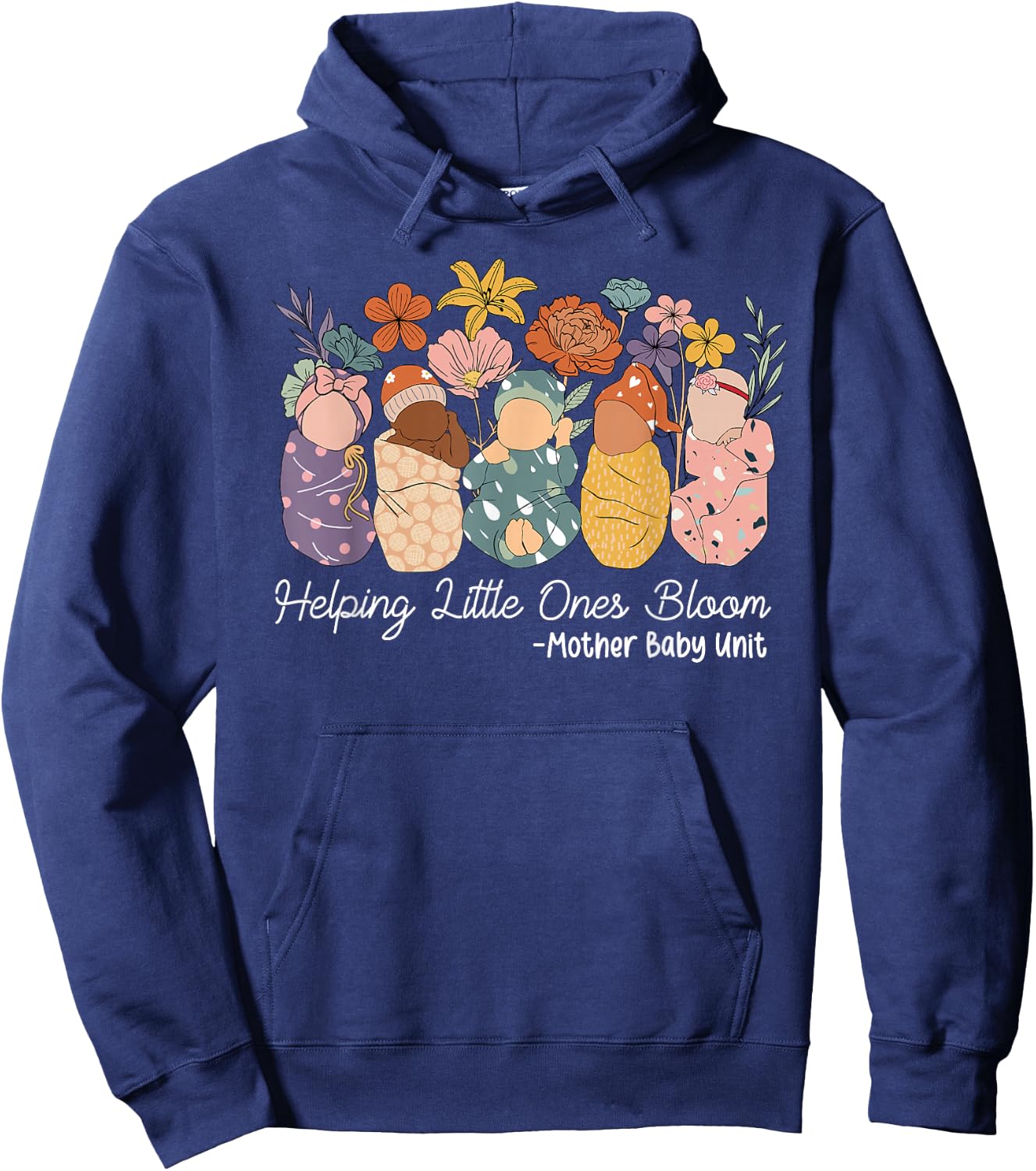 Retro Groovy Helping Little Ones Bloom Mother Baby Unit Hoodie - Hoodie | Navy
