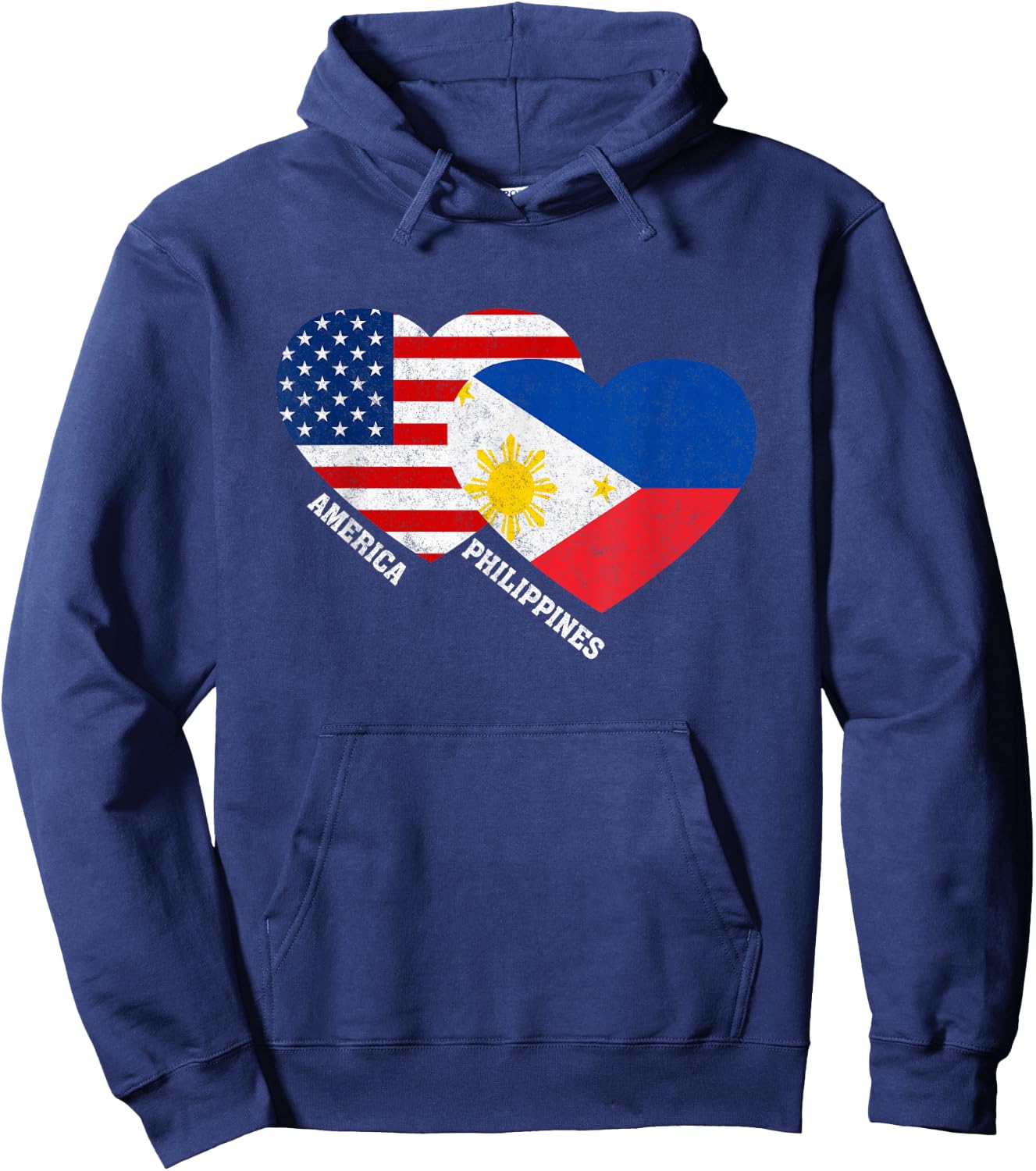 Philippines Flag Shirt Filipino American Pride Vintage Hoodie - Hoodie | Navy