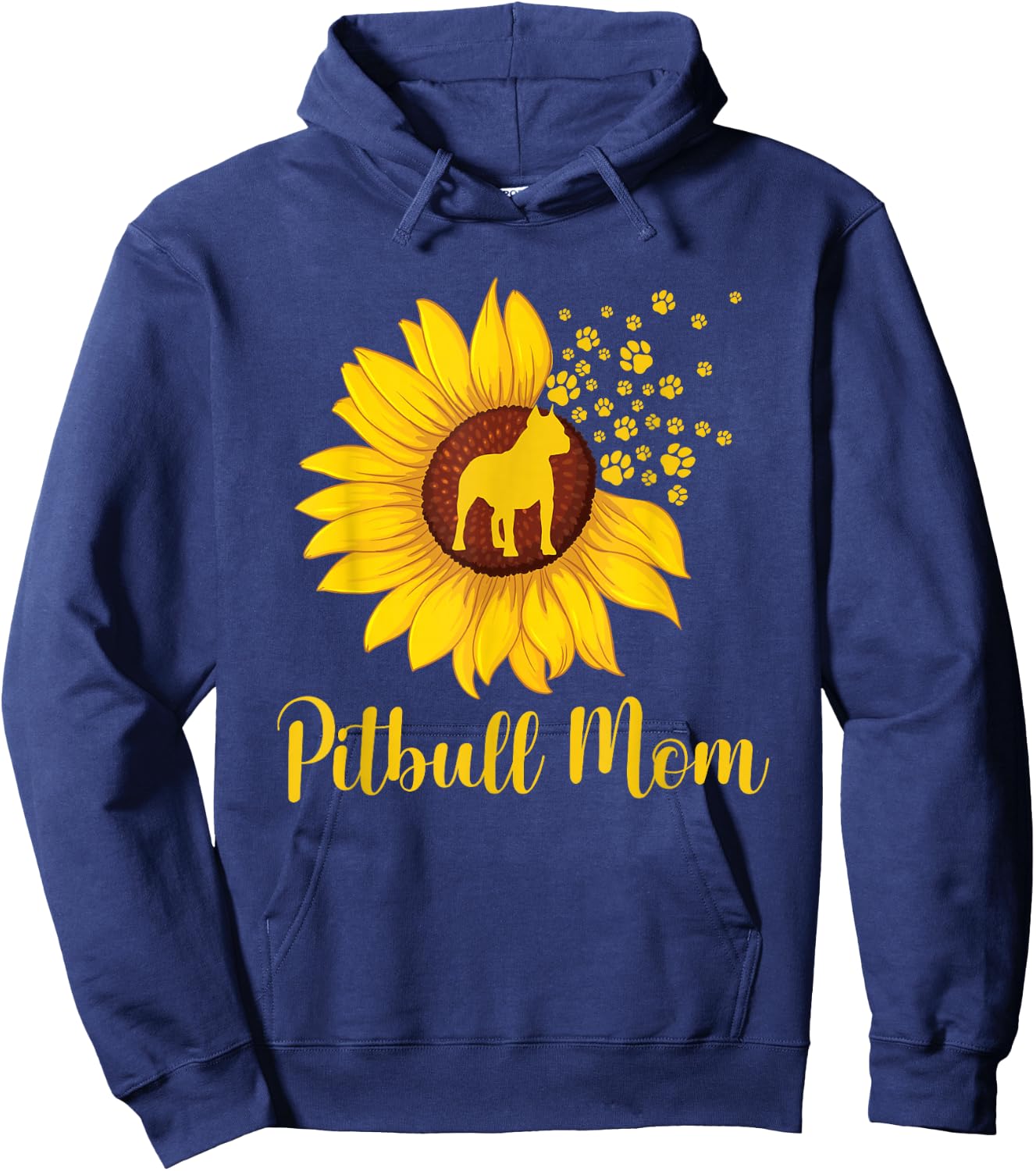 Pitbull Mom - Sunflower Mother's Day Dog Trainer Puppy Lover Women Girls Kids Hoodie - Hoodie | Navy
