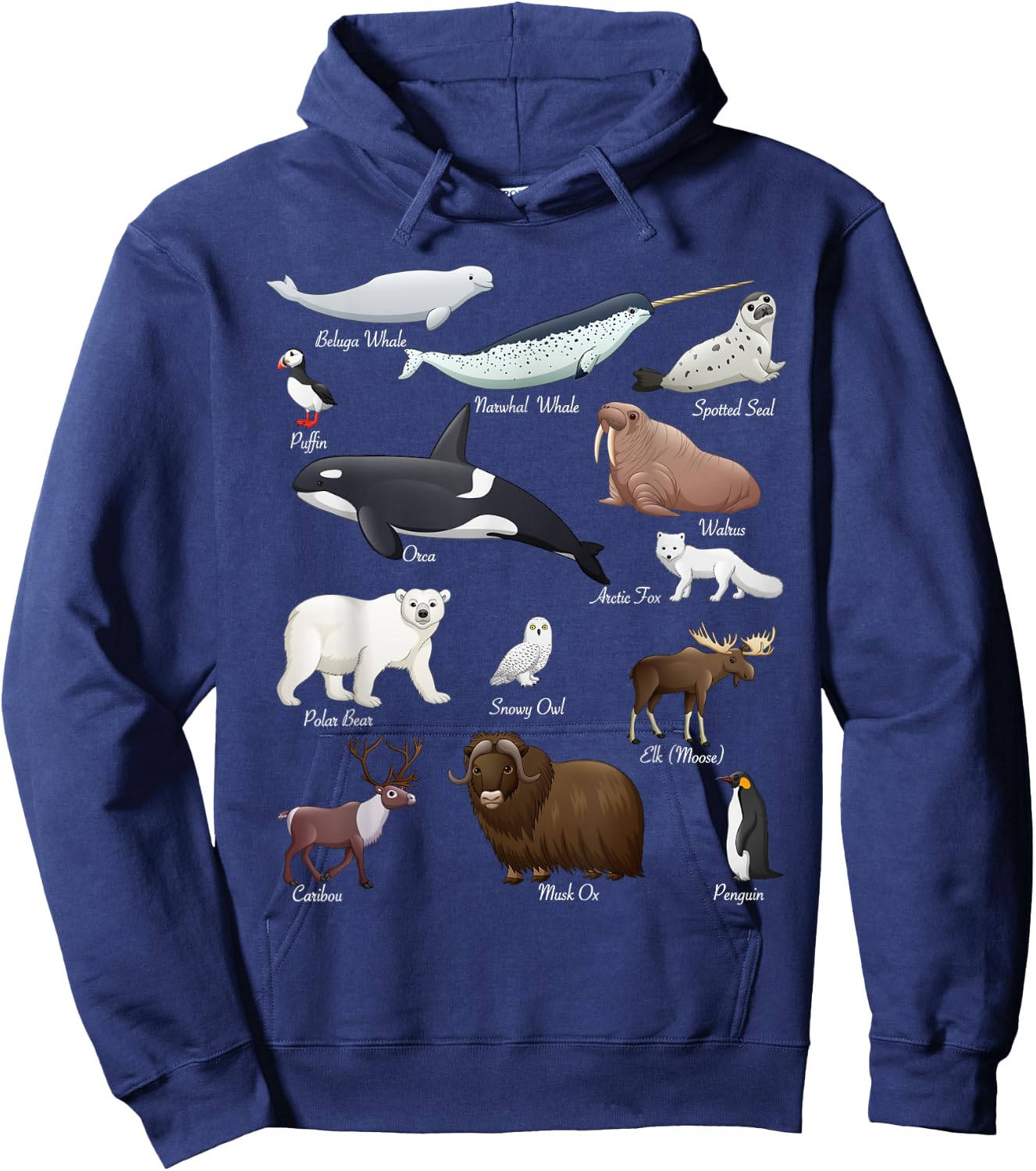 Arctic Wildlife Tundra Ecosystem Animal Names For Education Hoodie - Hoodie | Navy