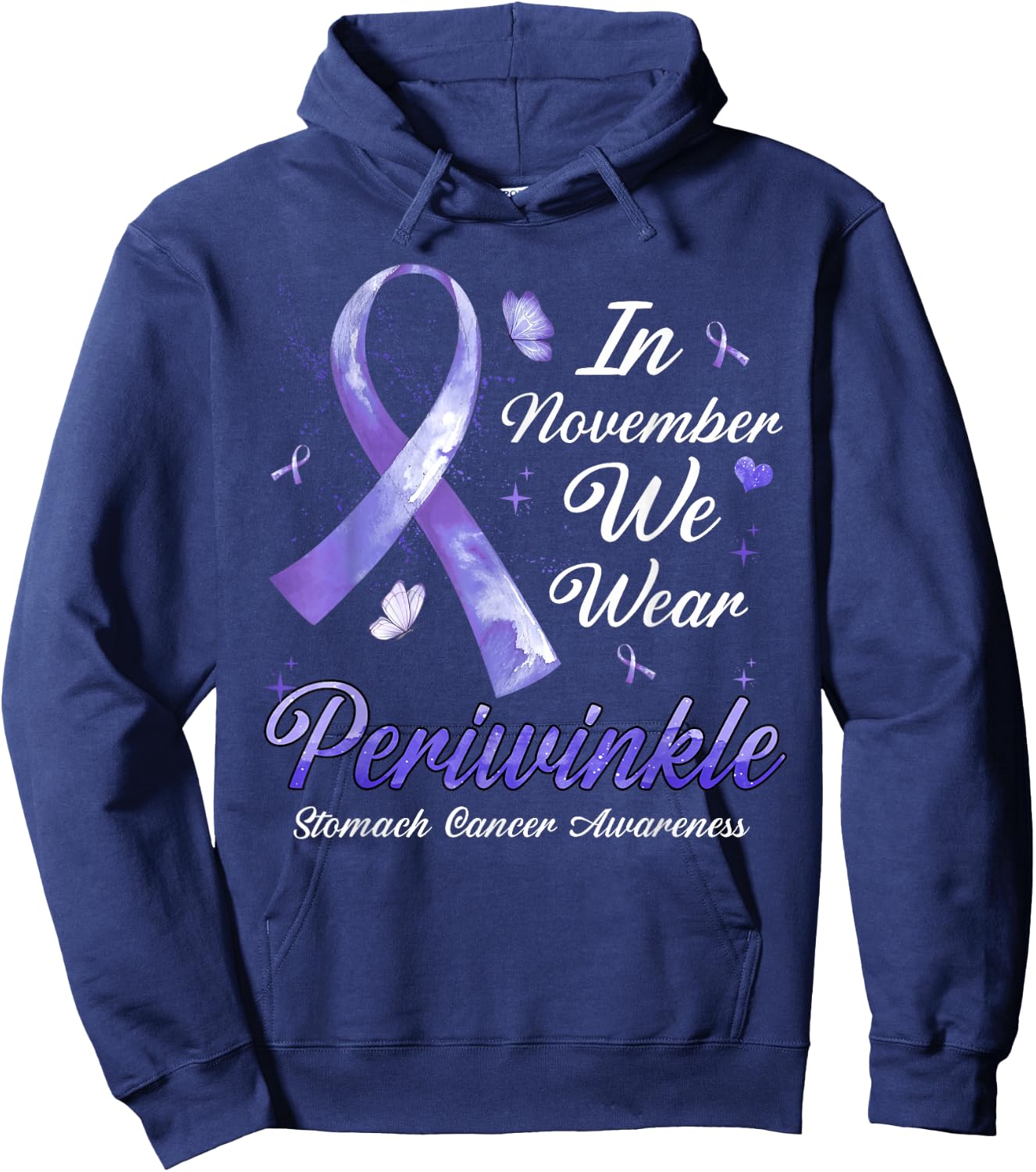 In November We Wear Periwinkle Stomach Cancer Awareness Hoodie - Hoodie | Navy