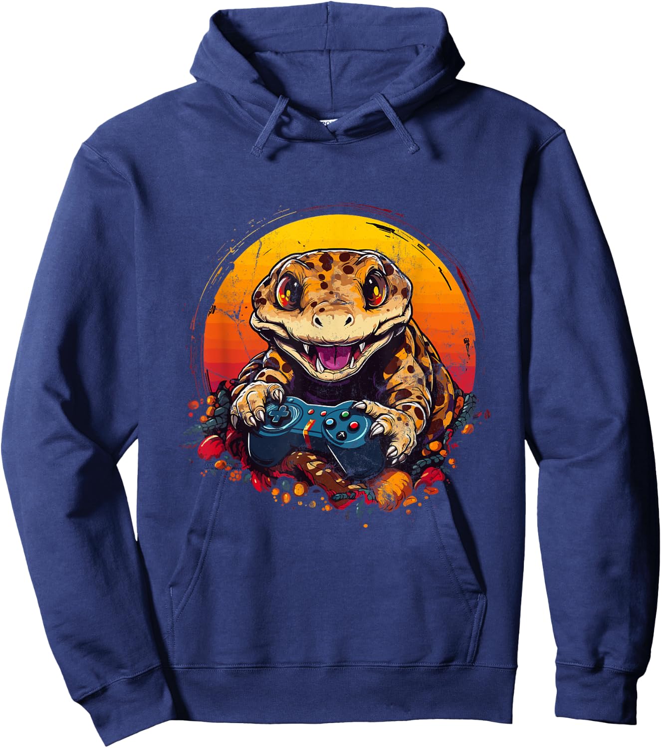 Leopard Gecko Playing Video Game Lizard & Reptiles Gamers Hoodie - Hoodie | Navy