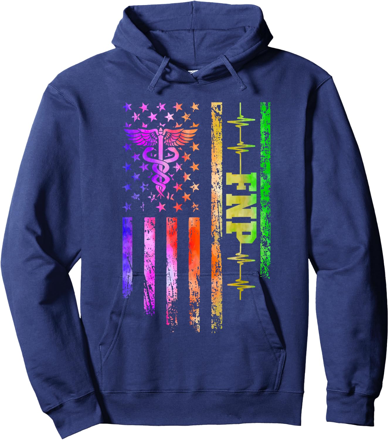 FNP American Flag Family Nurse Practitioner Hoodie - Hoodie | Navy