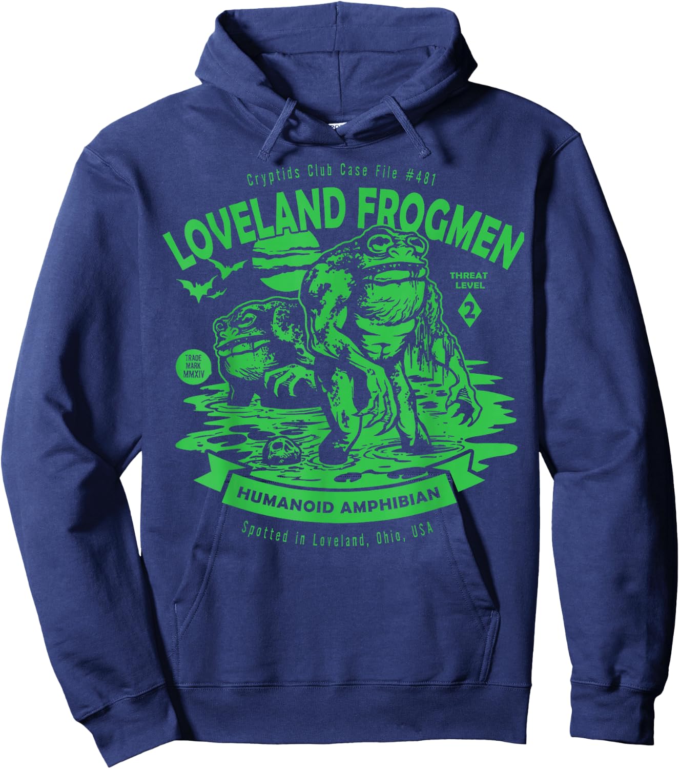 Loveland Frogmen Humanoid Amphibian Crypid Club Frog Monster Hoodie - Hoodie | Navy