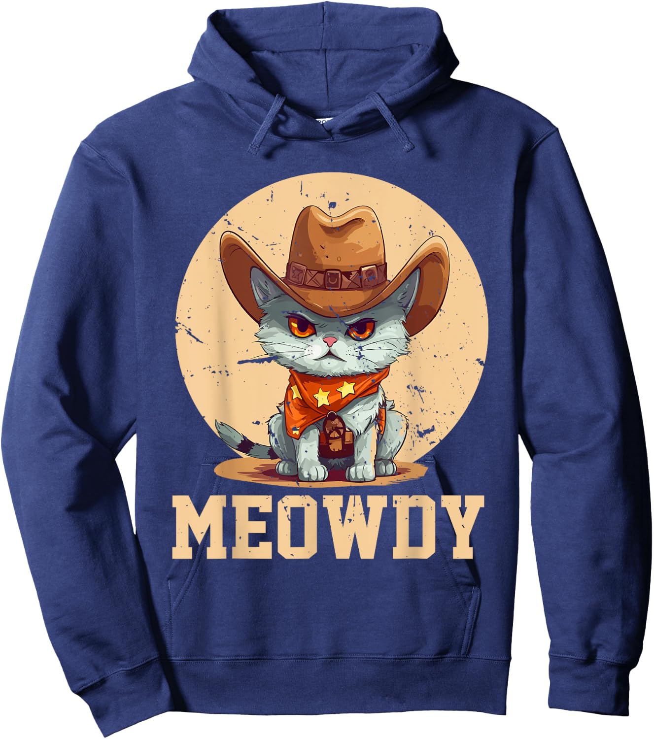 Meowdy! Funny Country Music Cat Cowboy Hat Men Women Hoodie - Hoodie | Navy