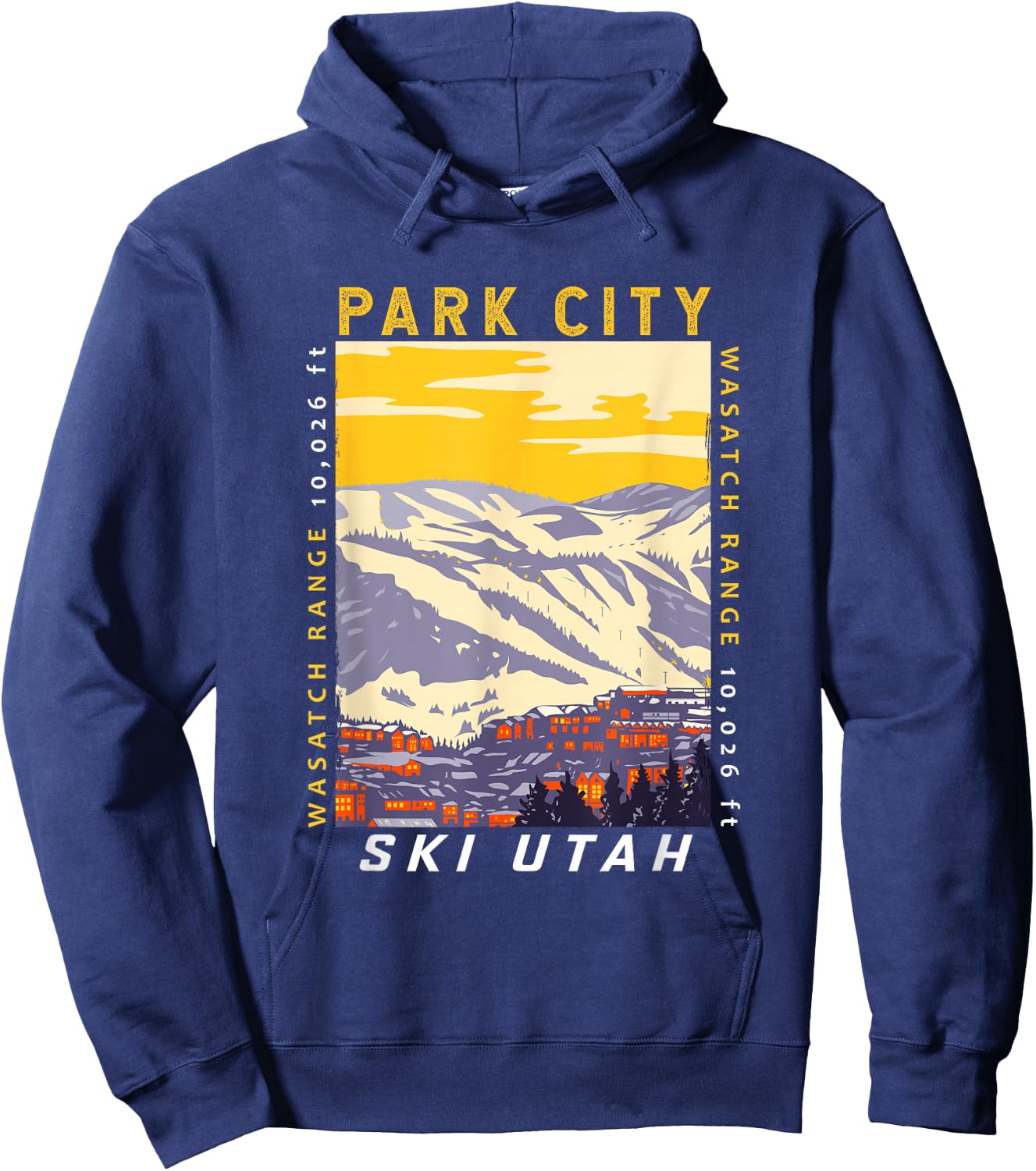 Park City Ski Area Utah Distressed Vintage Hoodie - Hoodie | Navy