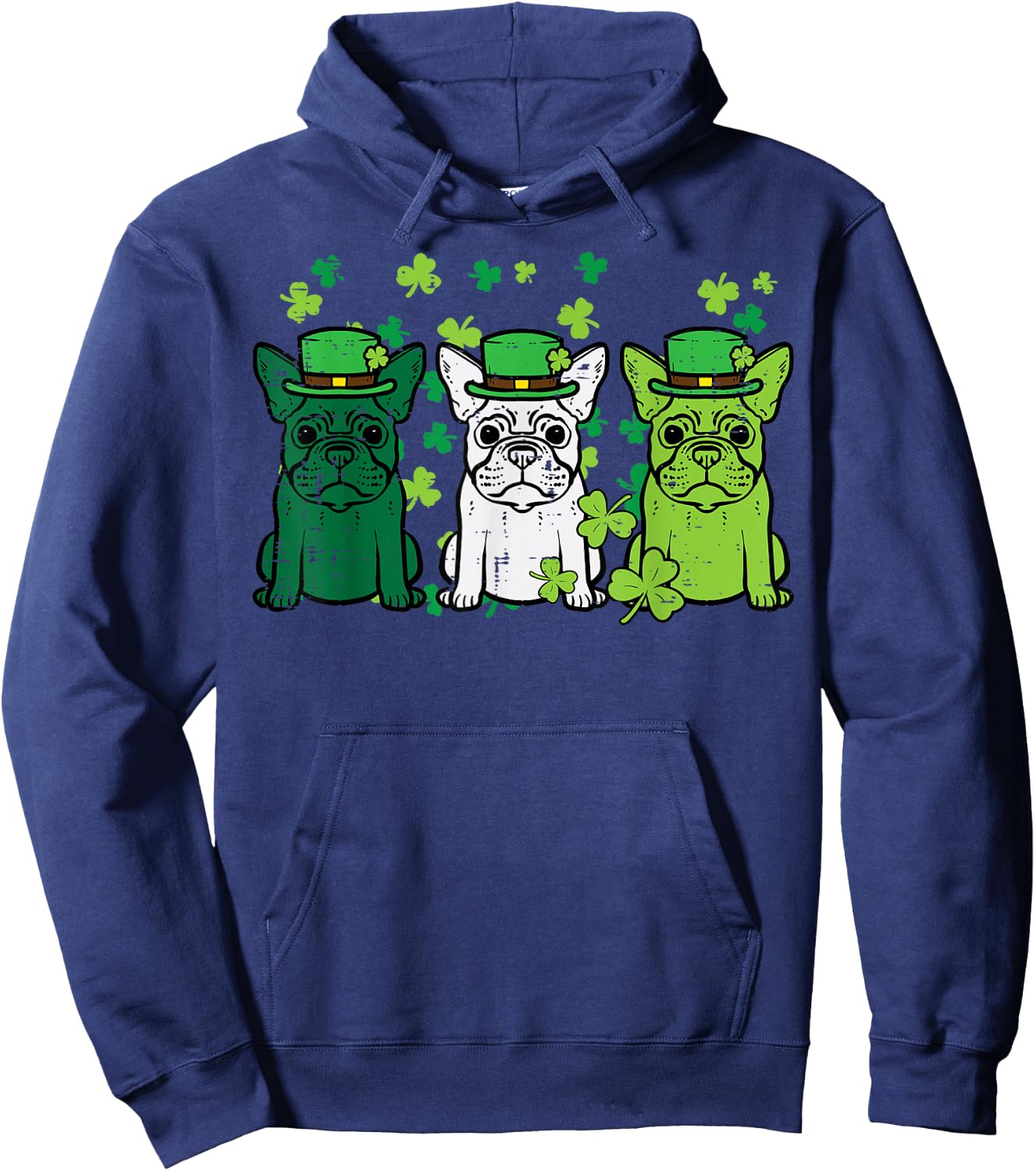 St Patricks Day French Bulldogs Dog Frenchie Men Women Kids Hoodie - Hoodie | Navy