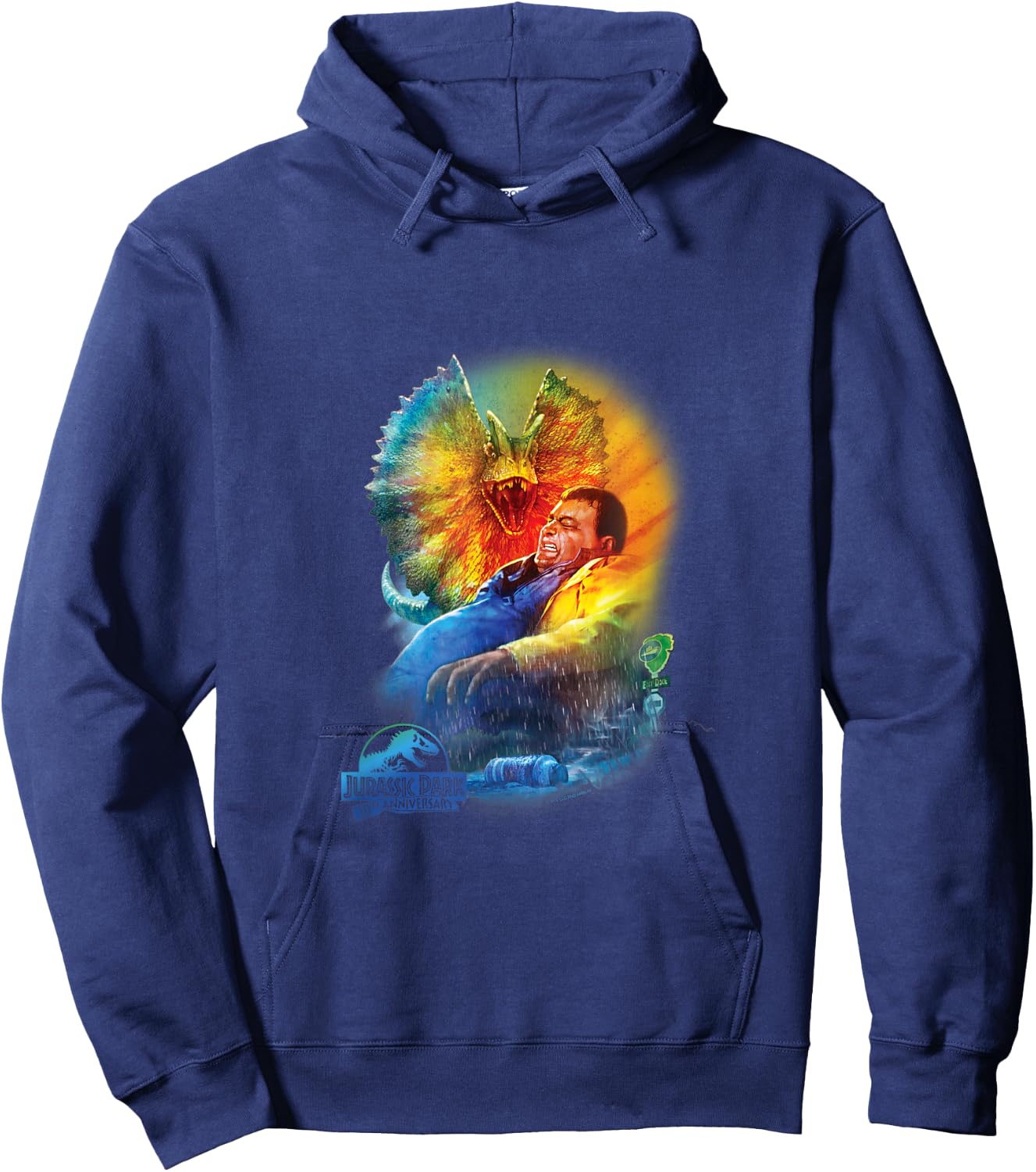 Jurassic Park 30th Anniversary Dilophosaurus - Kids - Black - Short Sleeve - Classic Fit - Cotton/Polyester Blend Hoodie - Hoodie | Navy