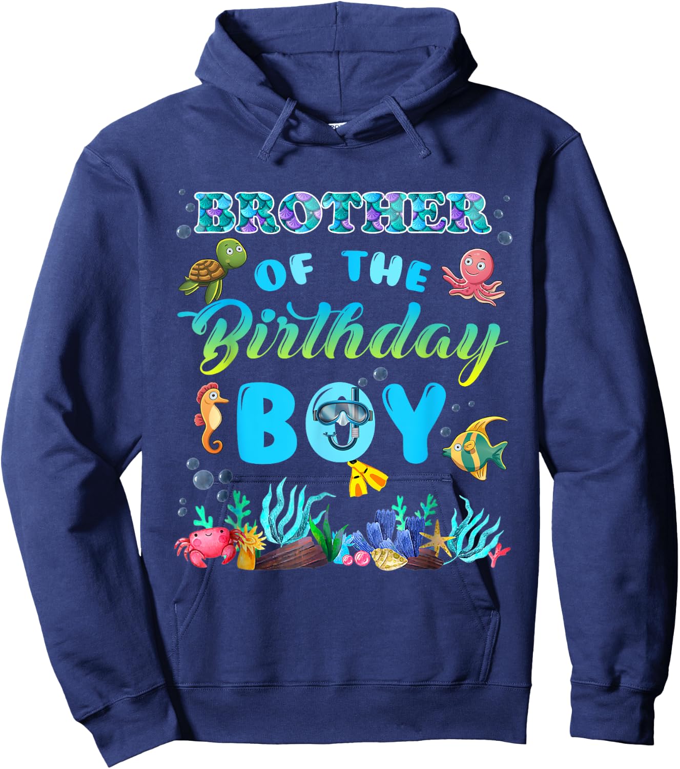 Brother Of The Birthday Boy Sea Fish Ocean Animals Aquarium Hoodie - Hoodie | Navy
