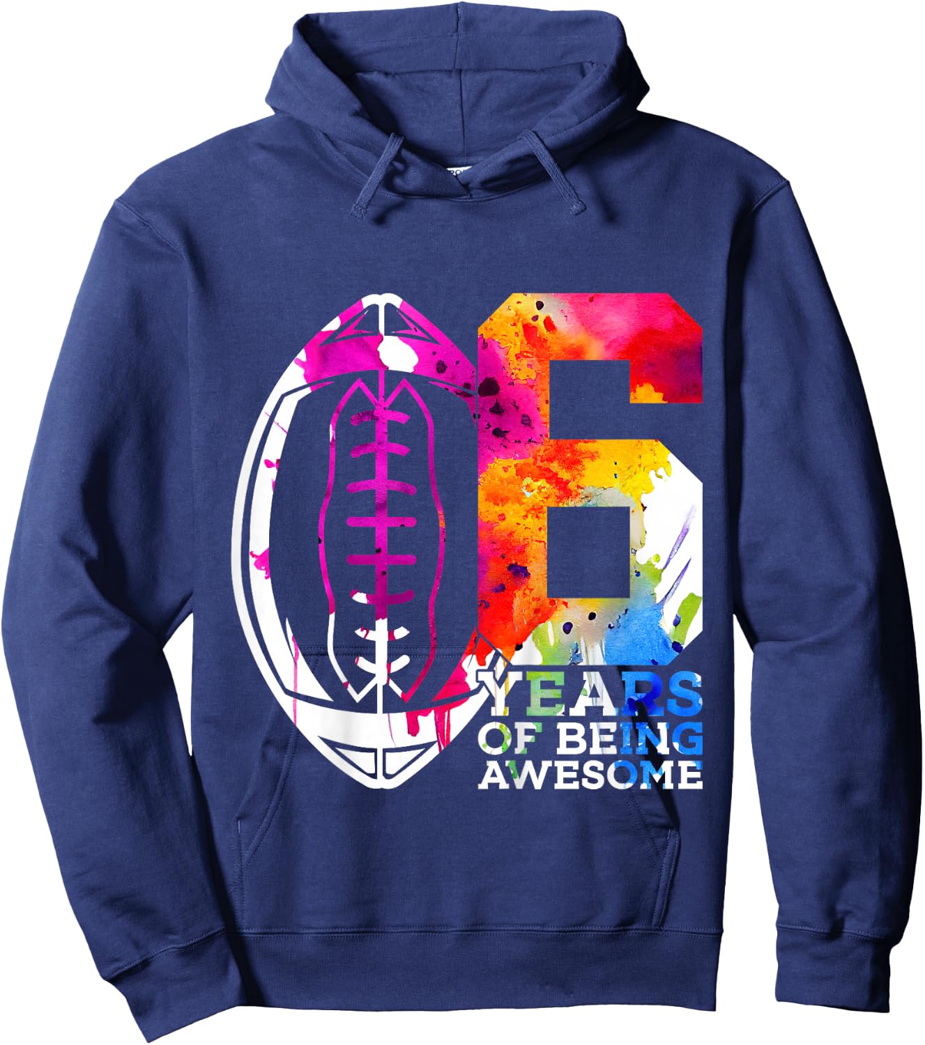 Kids 6 YEARS OF BEING AWESOME FOOTBALL 6TH BIRTHDAY Hoodie - Hoodie | Navy
