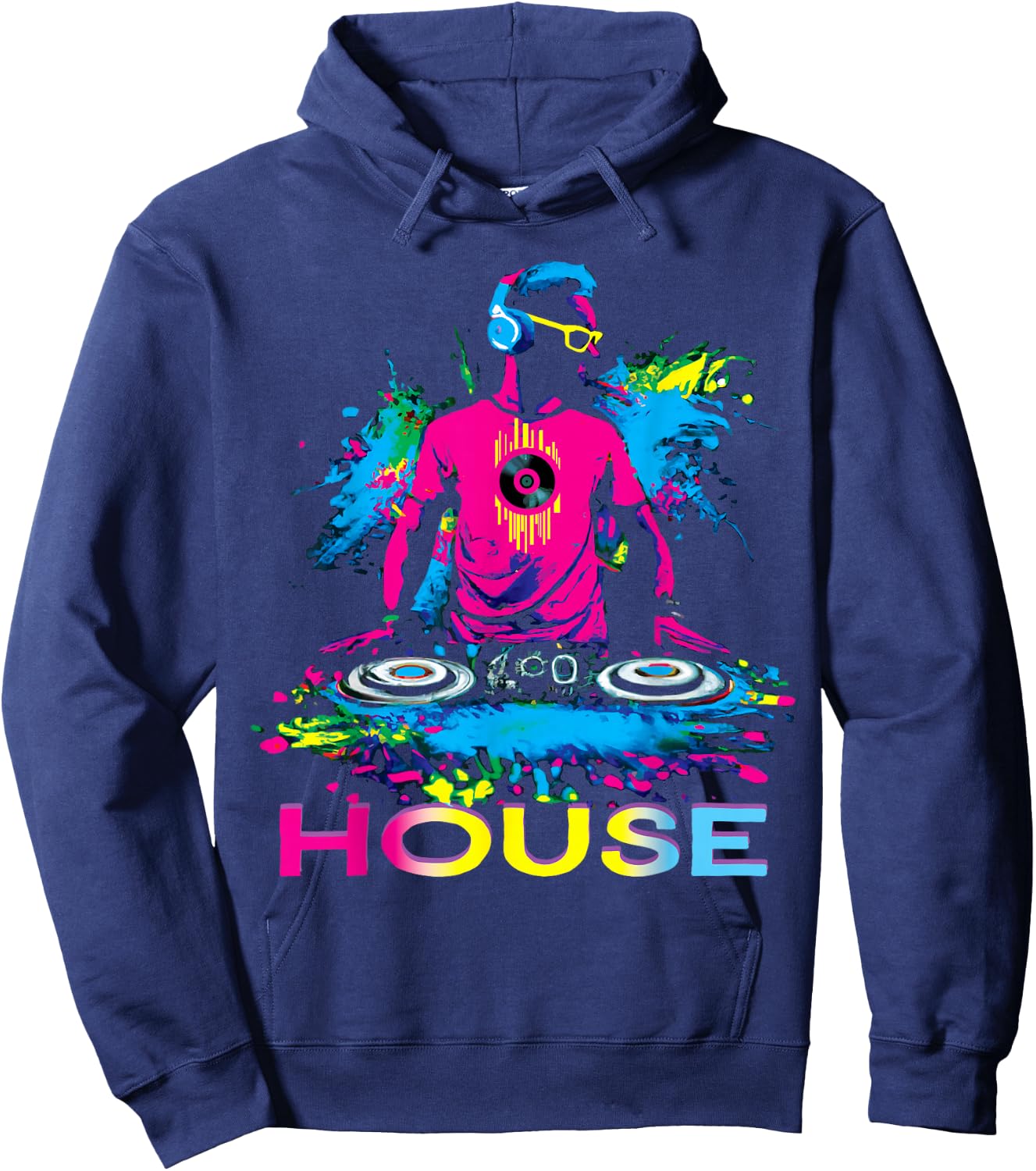 Vibrant House Music DJ Design Hoodie - Hoodie | Navy