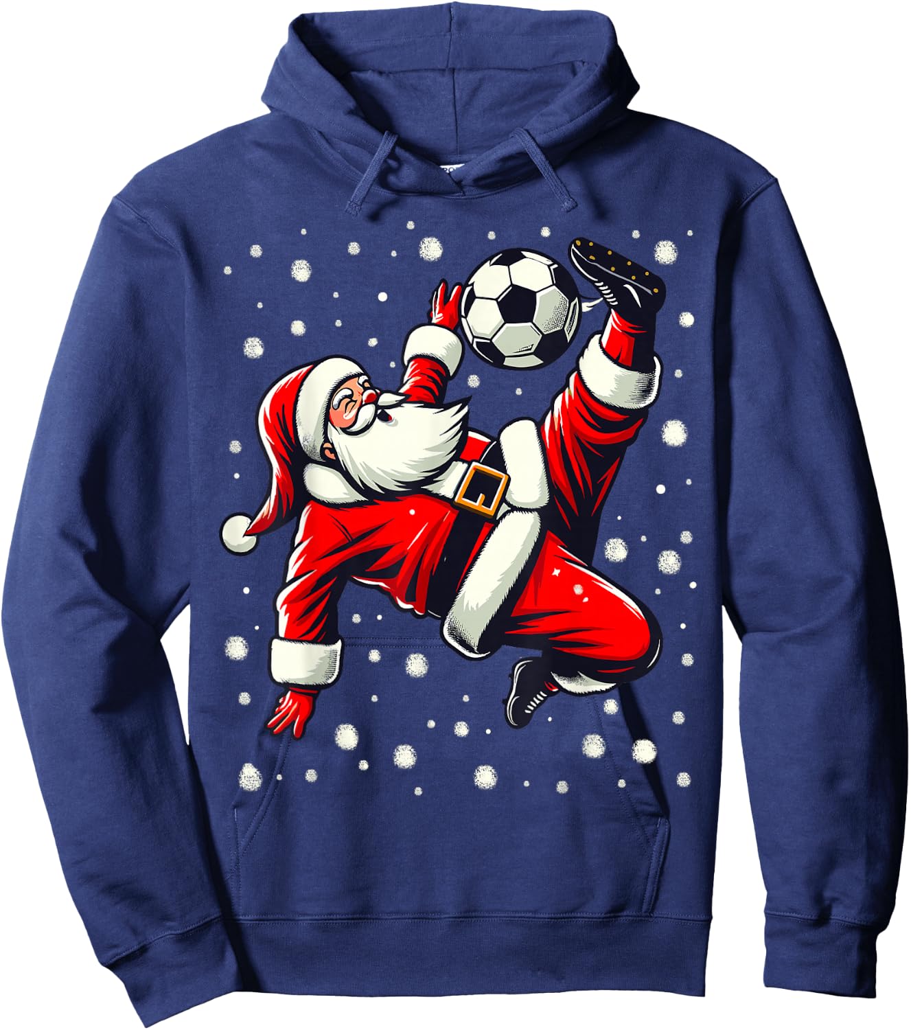 Santa Plays Soccer Bicycle Kick, Christmas Women Men Kids Hoodie - Hoodie | Navy