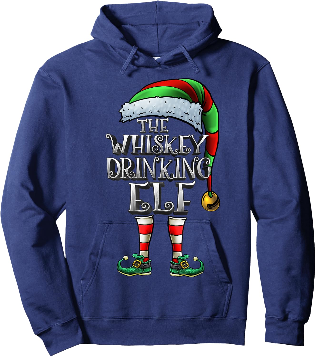 Whiskey Drinking Elf Shirt Matching Family Whiskey Christmas Hoodie - Hoodie | Navy