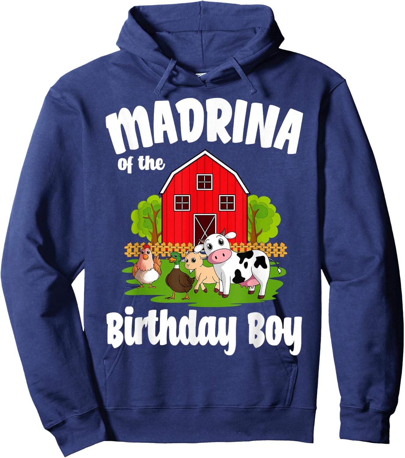 Madrina Of The Birthday Boy Farm Animal Bday Party Hoodie - Hoodie | Navy