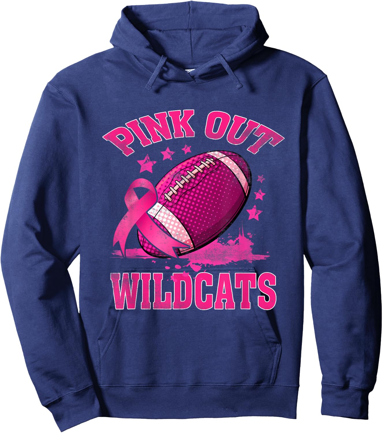 Wildcats Pink Out Football Tackle Breast Cancer Awareness Hoodie - Hoodie | Navy