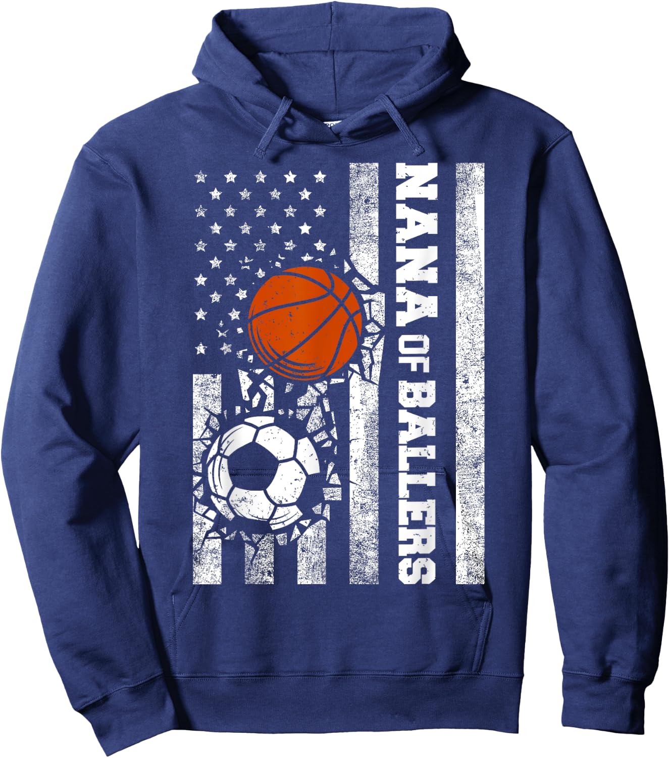 Nana of Ballers Funny USA Flag Soccer Basketball Nana Hoodie - Hoodie | Navy