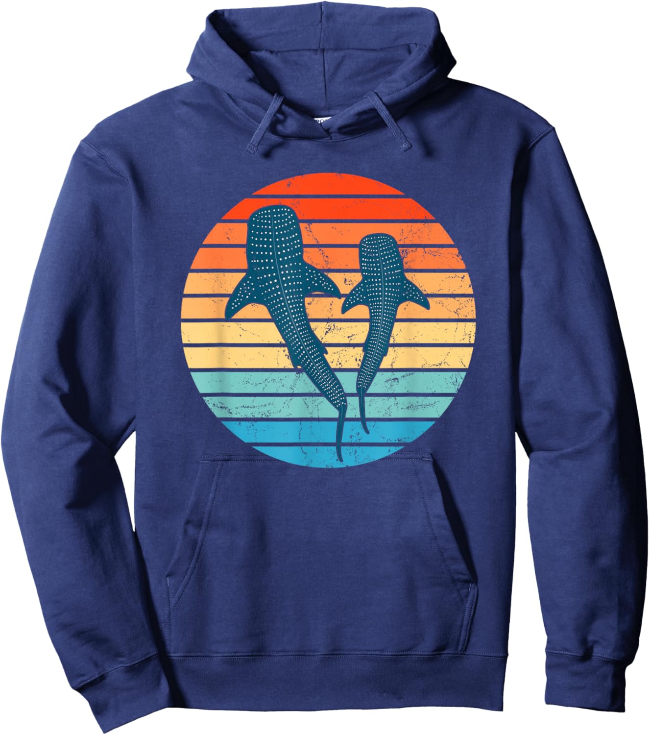 Whale Shark Vintage Sunset Hoodie - Hoodie | Navy