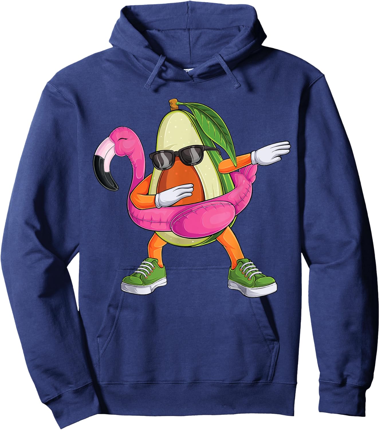 Dabbing Avocado Flamingo Tropical aloha Beach Hawaiian Men Women Kids Hoodie - Hoodie | Navy
