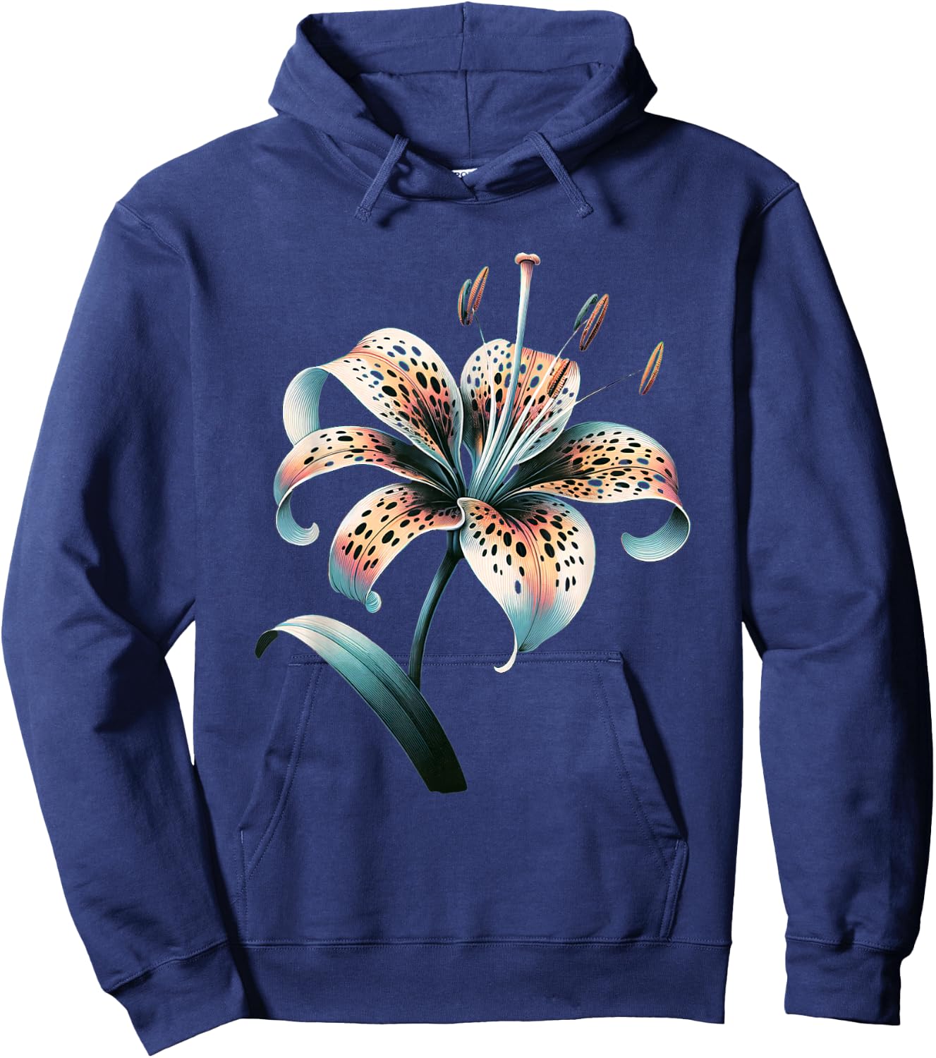 Tiger Lily Flower Aesthetic Art Hoodie - Hoodie | Navy