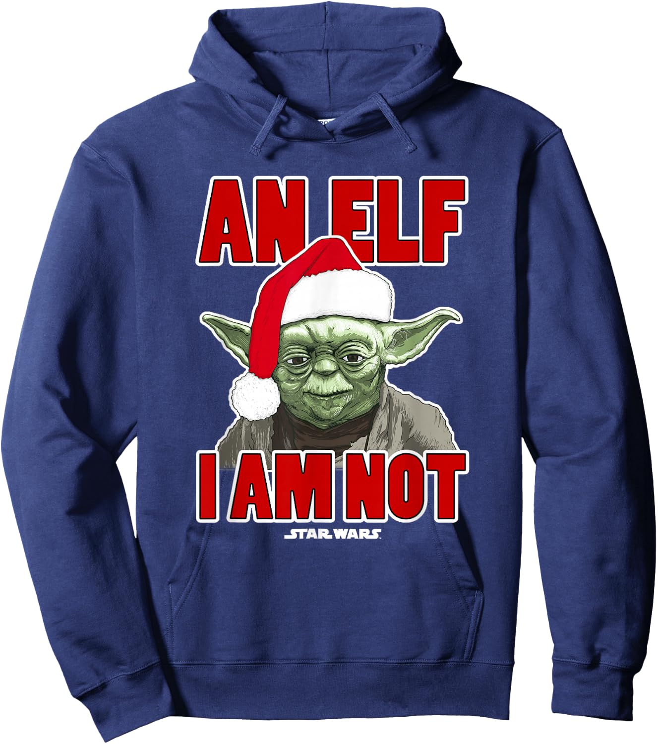 Star Wars Classic Christmas An Elf I Am Not Yoda Portrait Hoodie - Hoodie | Navy