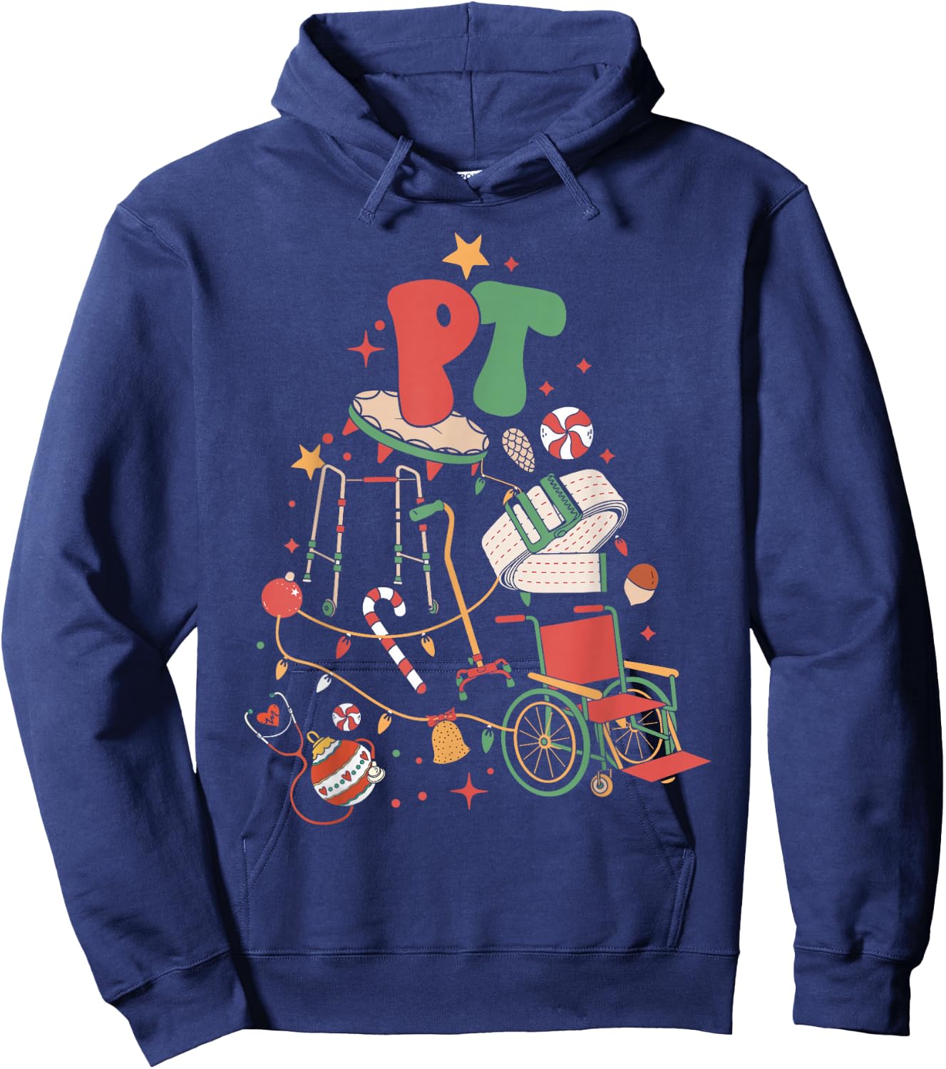 Physical Therapy Christmas PT Therapist Christmas Tree xmas Hoodie - Hoodie | Navy