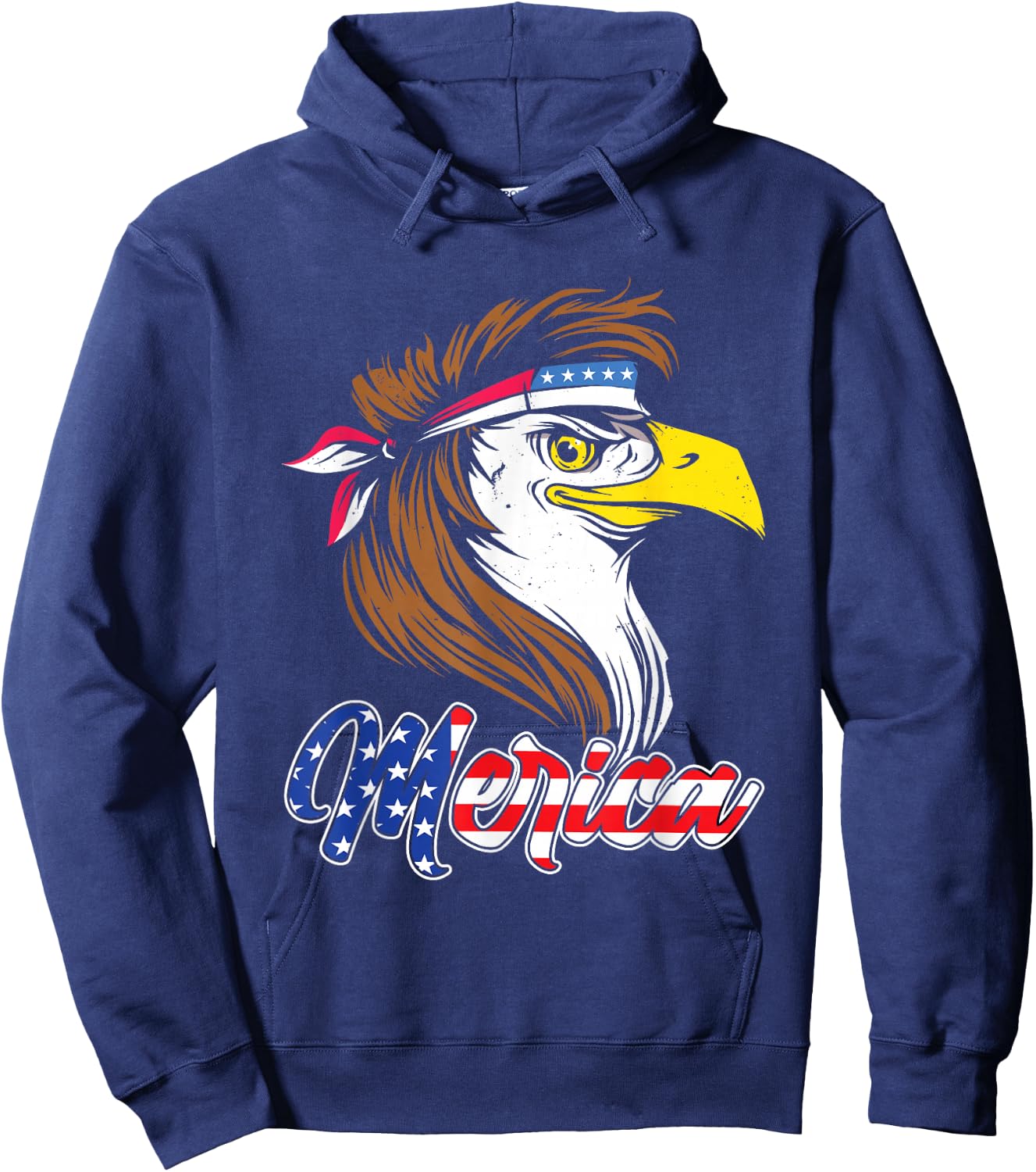 Merica Eagle Mullet 4th of July Shirt USA American Flag Hoodie - Hoodie | Navy