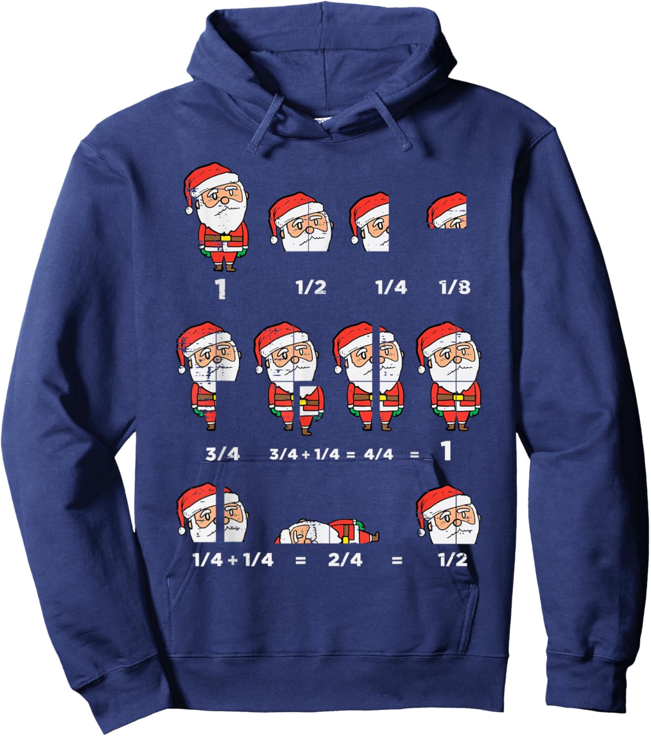 Christmas Santa Fraction Funny Xmas Math Teacher Men Women Hoodie - Hoodie | Navy