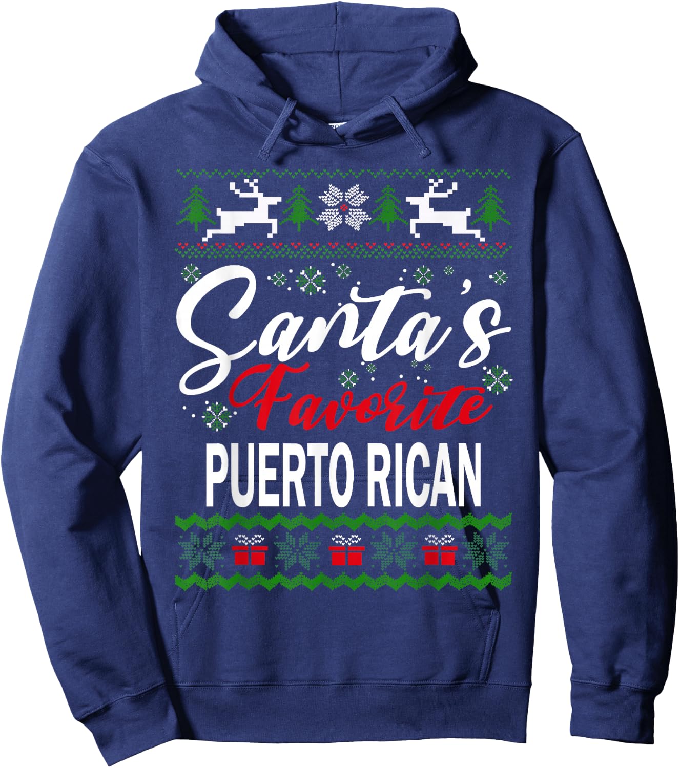Santas Favorite Puerto Rican Puerto Rico Christmas Ugly Xmas Hoodie - Hoodie | Navy