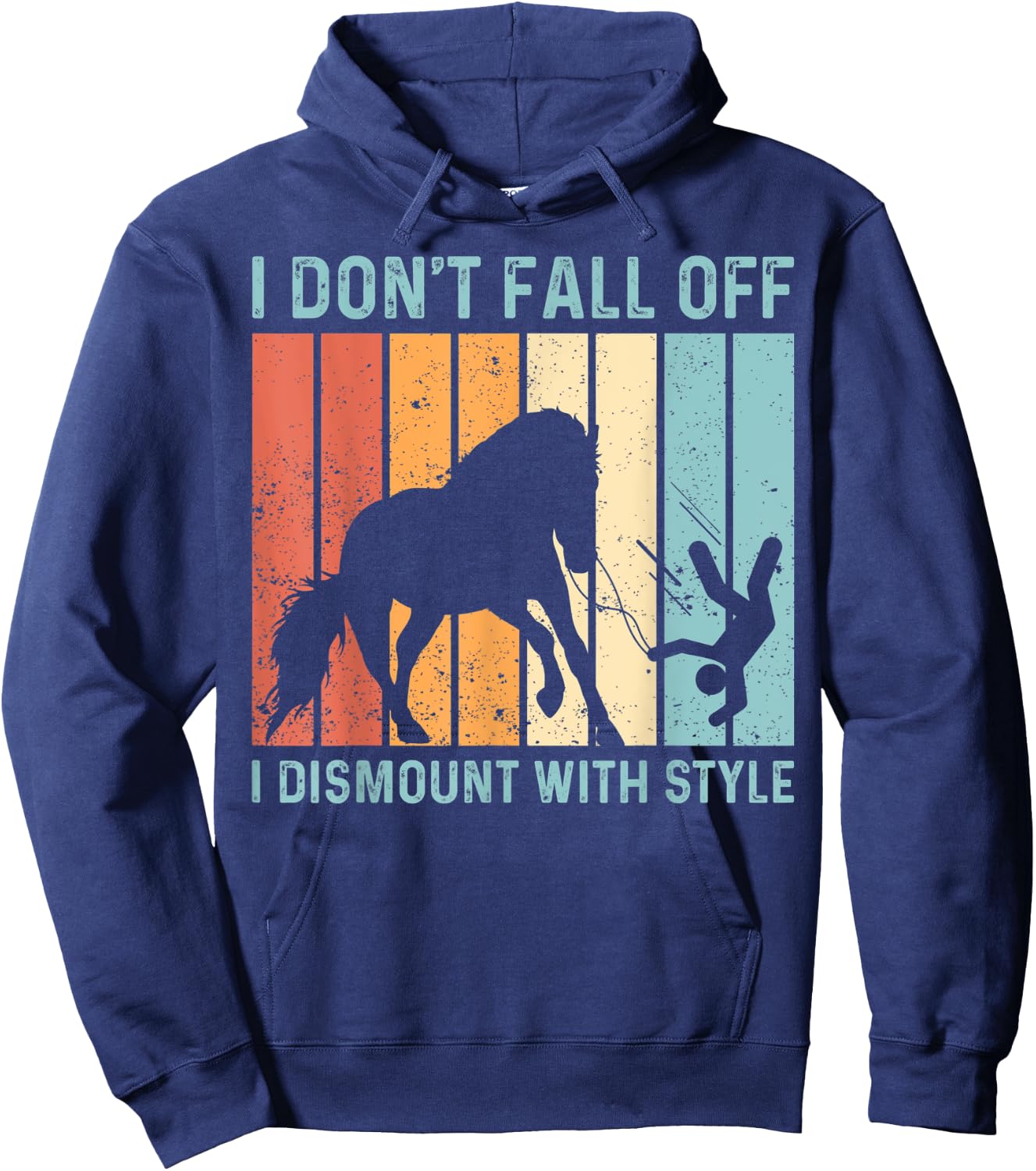 I Don't Fall Off I Dismount With Style Horse Vaulting Retro Hoodie - Hoodie | Navy