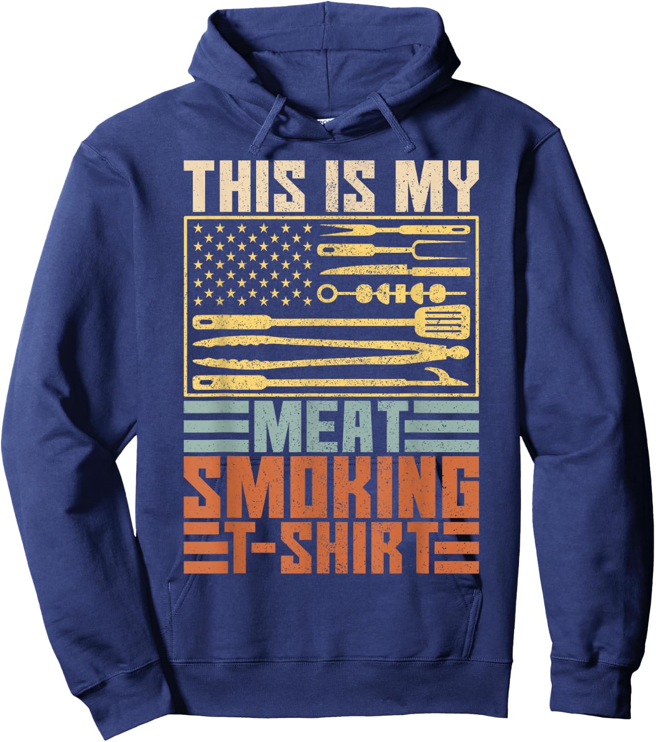 Vintage BBQ Smoker Grill Outfit This is My Meat Smoking Hoodie - Hoodie | Navy