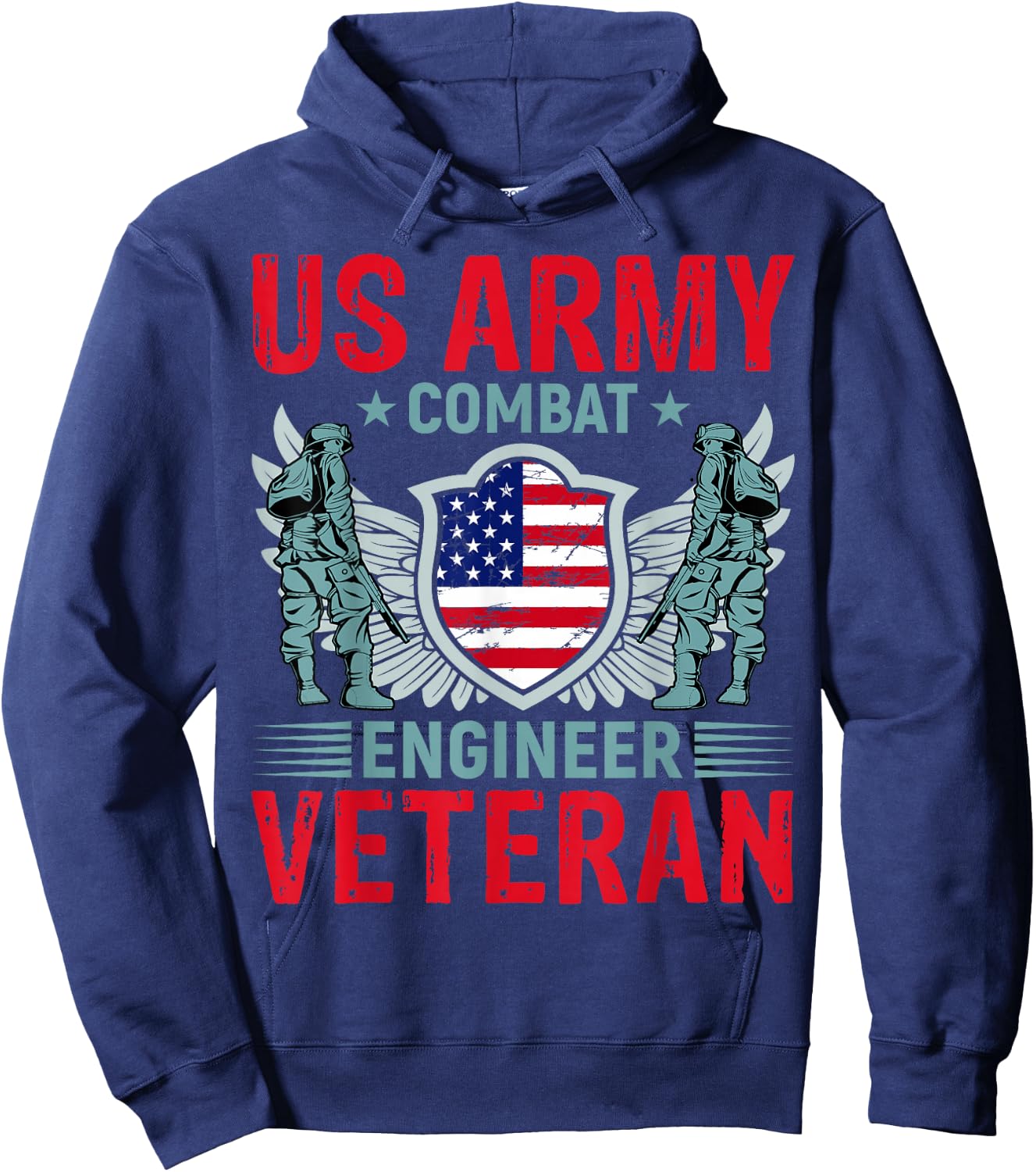 us Army Combat Engineer Veteran Hoodie - Hoodie | Navy