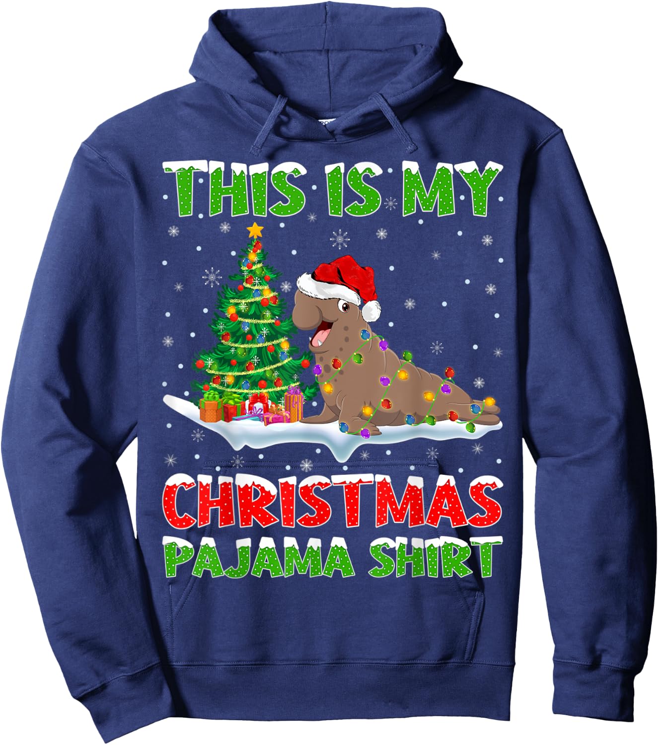This Is My Christmas Pajama Shirt Elephant Seal Christmas Hoodie - Hoodie | Navy