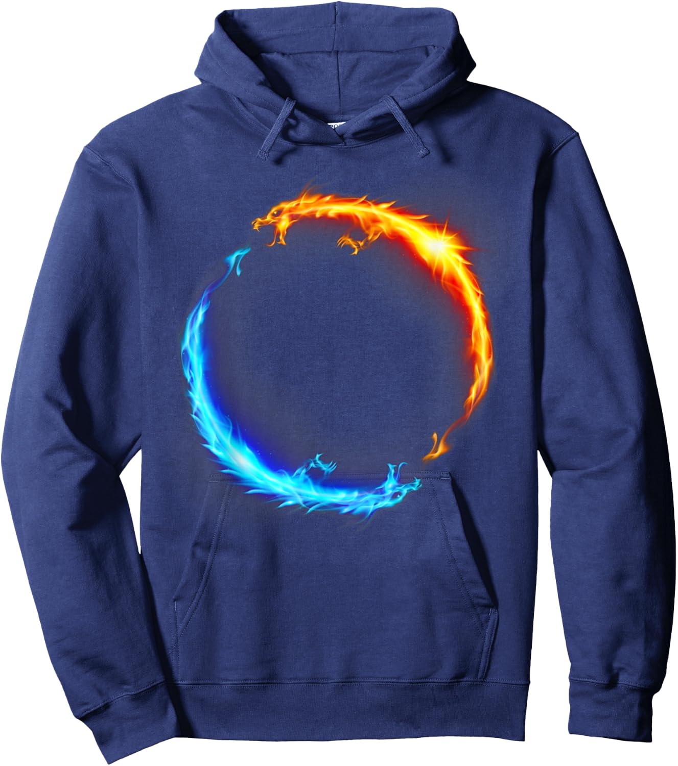 EMF Fire and Ice Dueling Dragons -Adults Black Hoodie - Hoodie | Navy