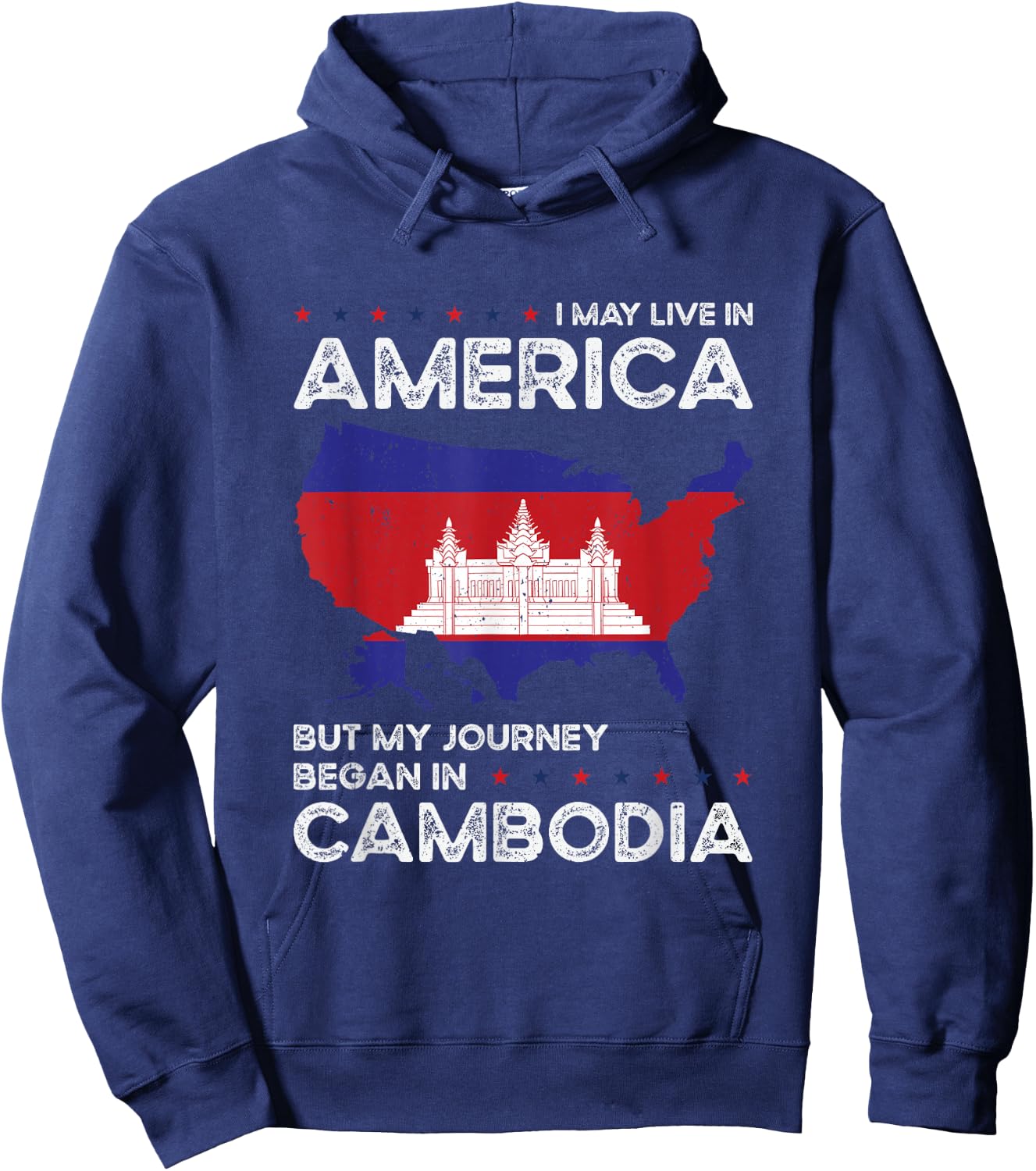 Cambodian American Patriot USA Grown Cambodia US Flag Hoodie - Hoodie | Navy