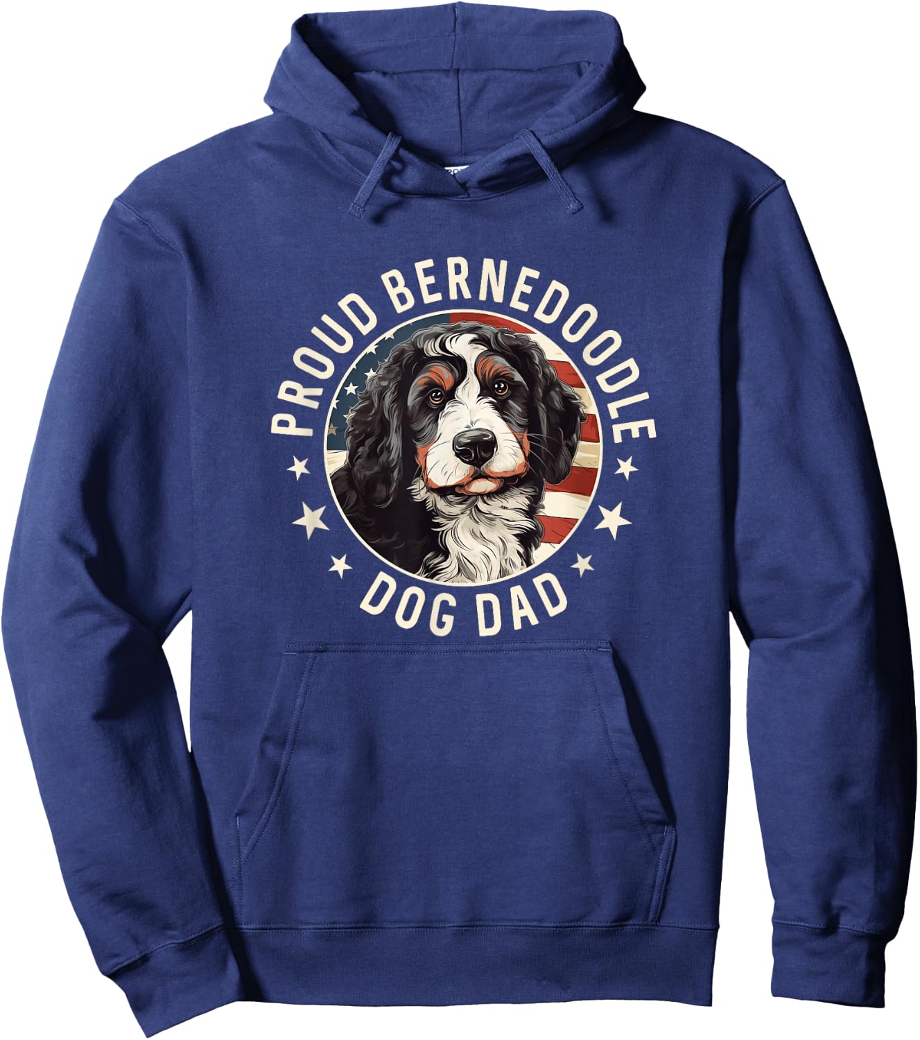 Bernedoodle American Flag Patriotic Proud Bernedoodle Dad Hoodie - Hoodie | Navy