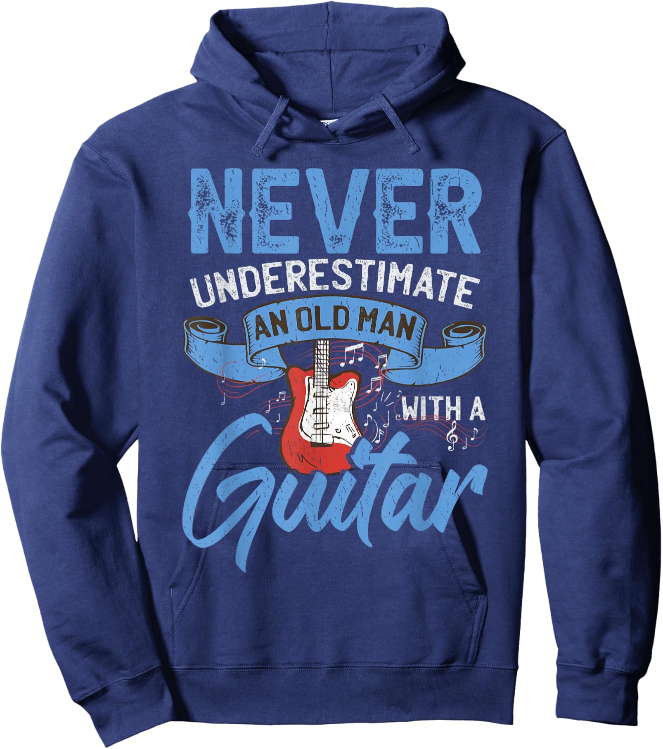 Never Underestimate An Old Man With A Guitar Hoodie - Hoodie | Navy