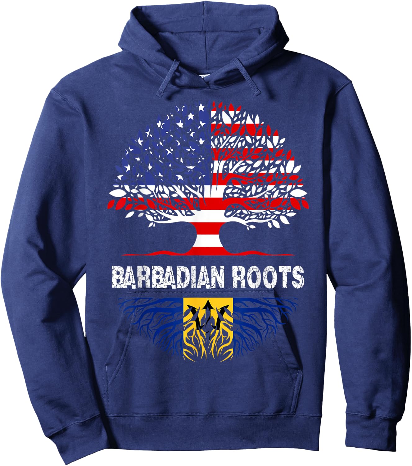 Barbados Bajan Barbadian Heritage Proud Half Barbadian Flag Hoodie - Hoodie | Navy