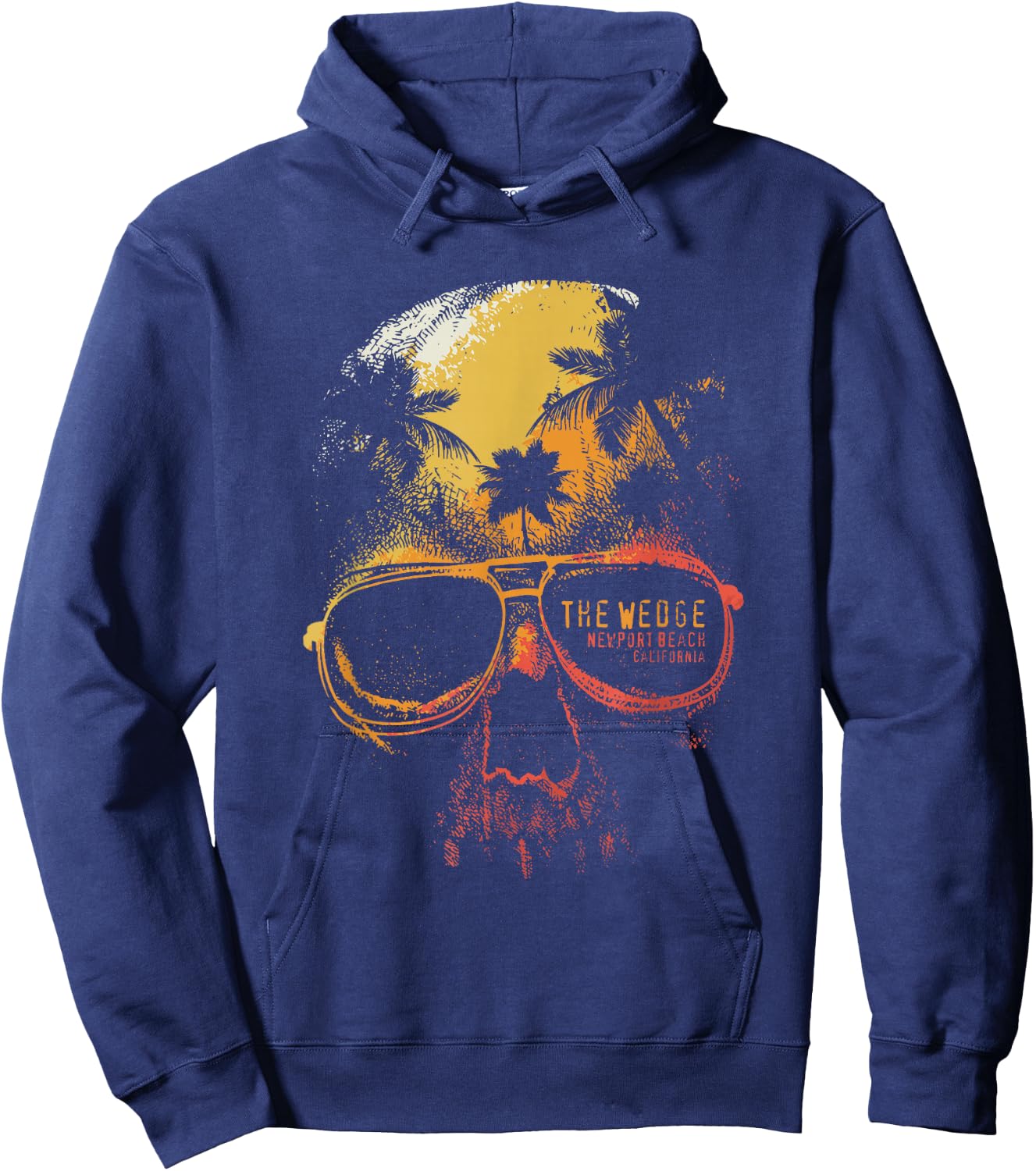 The Wedge Newport Beach Skull Summer California Surfing Hoodie - Hoodie | Navy