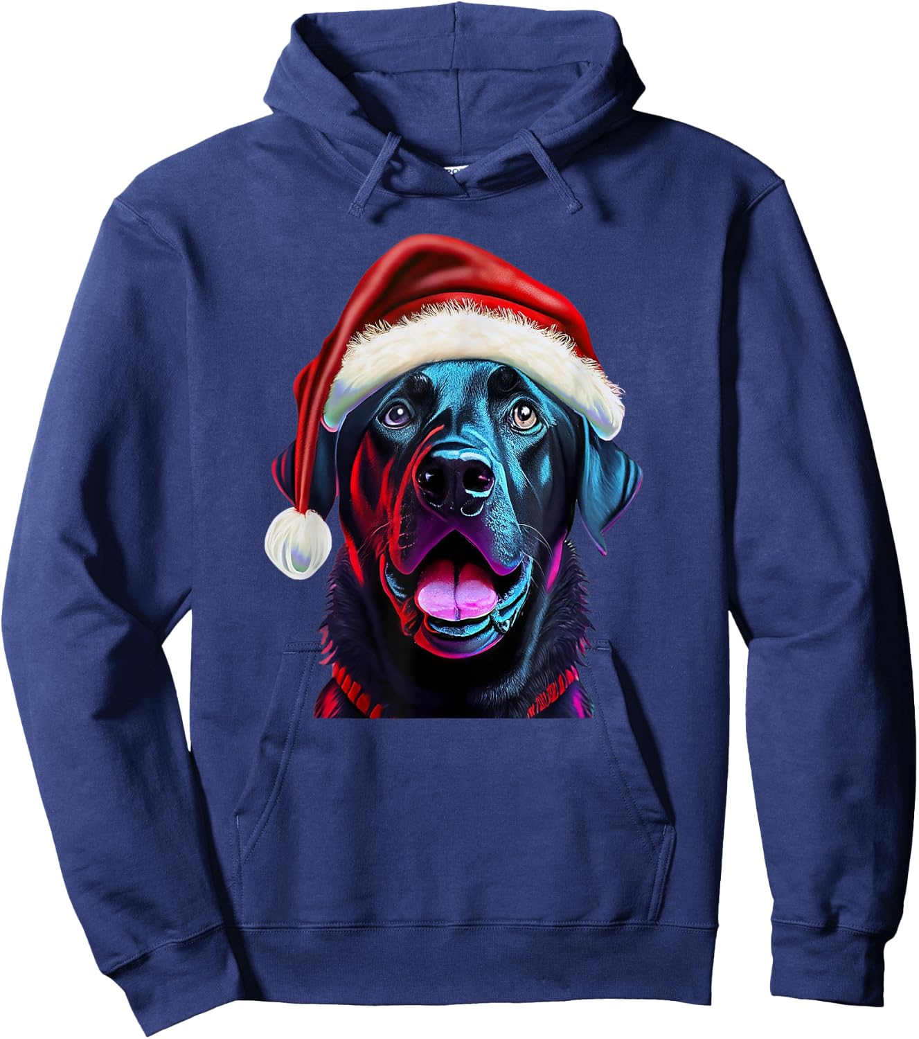 Black Lab Christmas Magic: Labrador in Santa Hat Hoodie - Hoodie | Navy