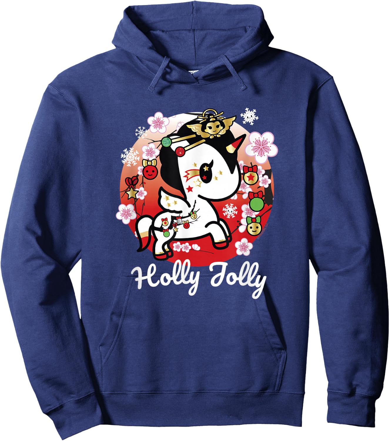 Tokidoki Christmas Holly Jolly Unicorno Spirit Cute Portrait Hoodie - Hoodie | Navy