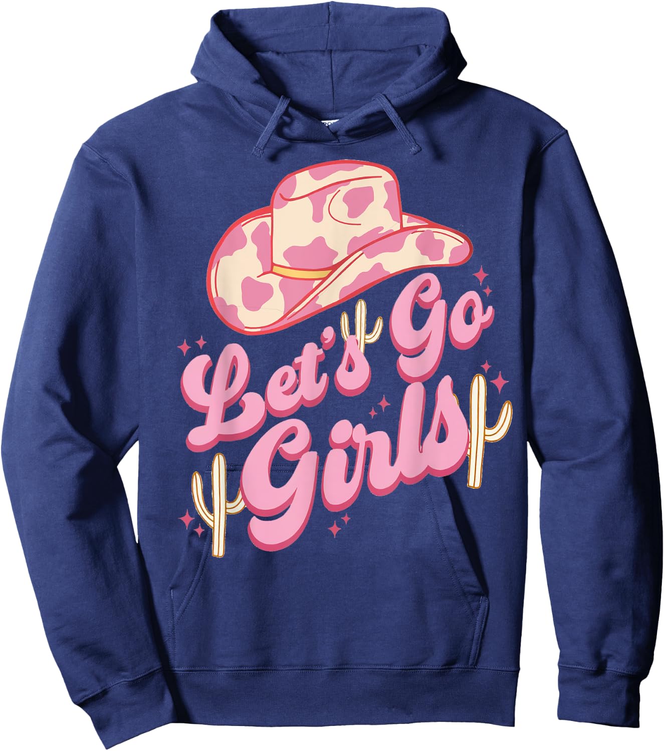 Leopard Cowboy Hat Let's Go Cowgirl Girls Western Country Hoodie - Hoodie | Navy