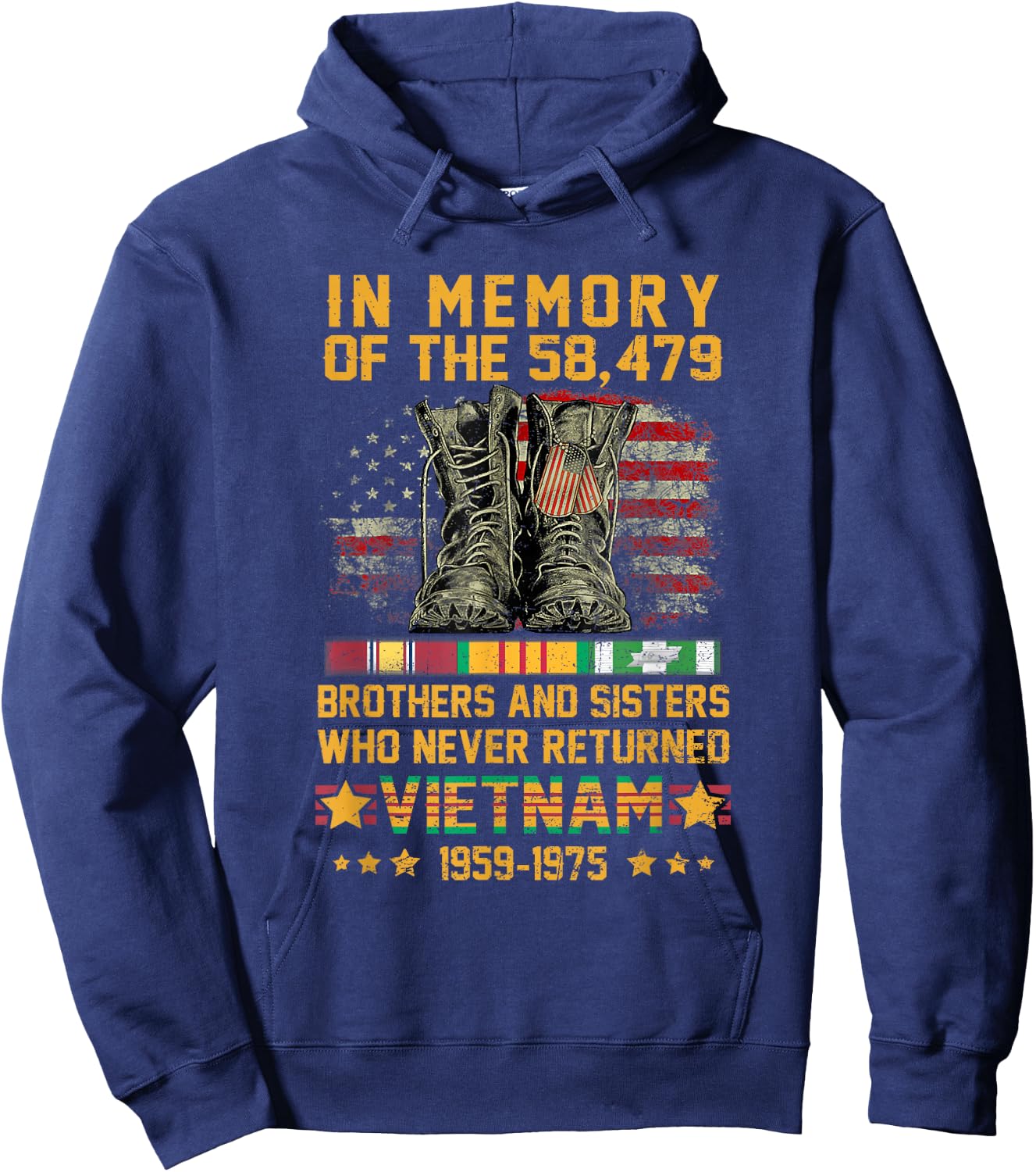 in Memory of The 58479 Brothers and Sisters Vietnam Veteran Hoodie - Hoodie | Navy
