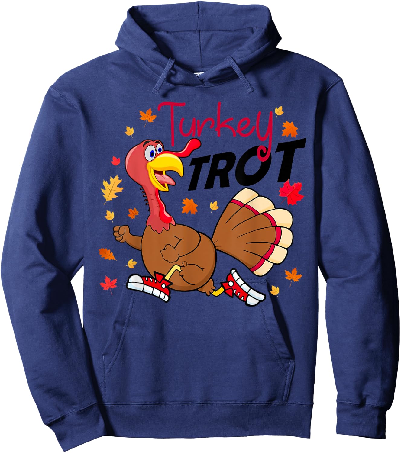 Turkey Trot Costume Funny Turkey Running Fall Thanksgiving Hoodie - Hoodie | Navy