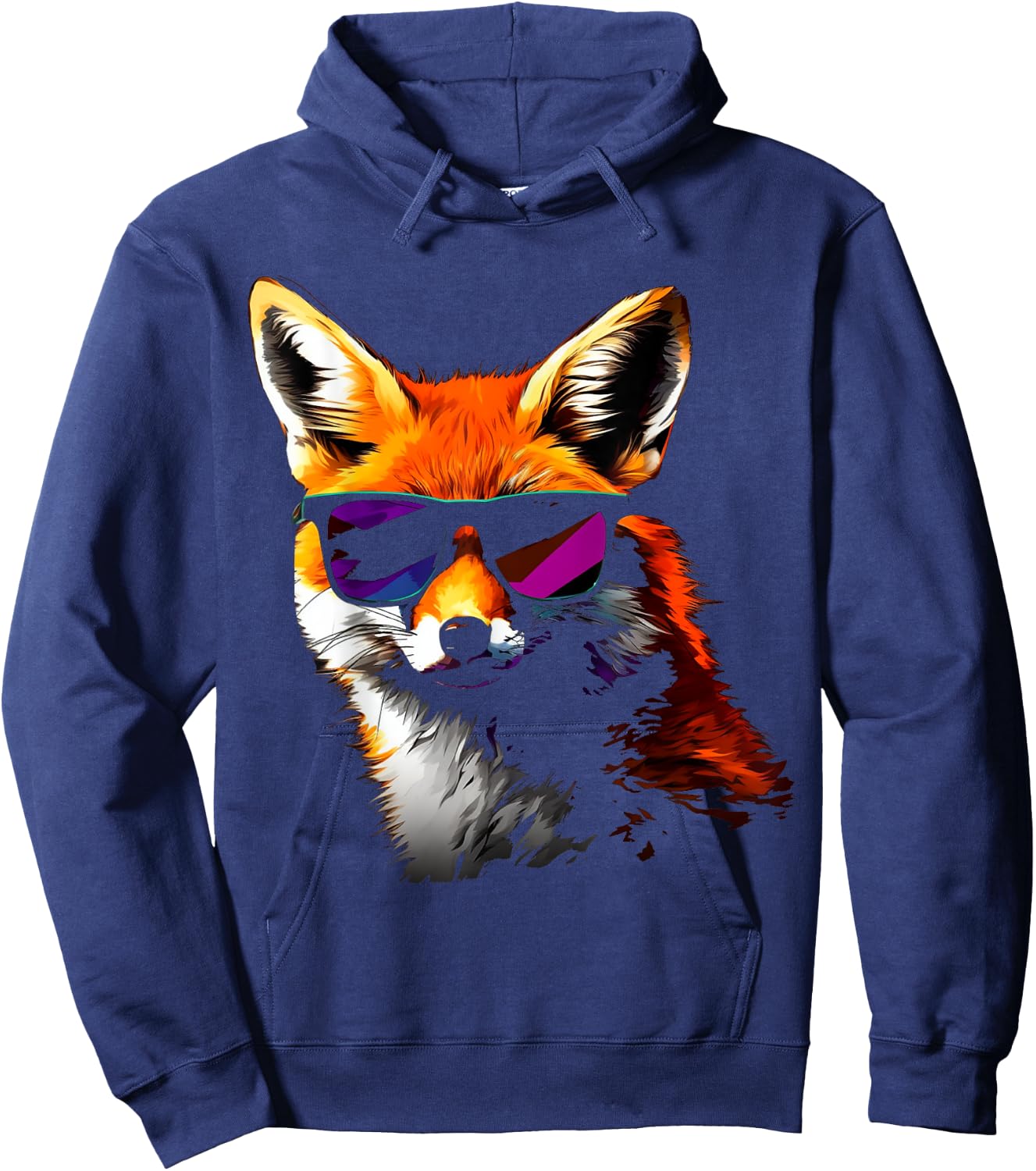 Fox Sunglasses - Art Animal Fox Hoodie - Hoodie | Navy