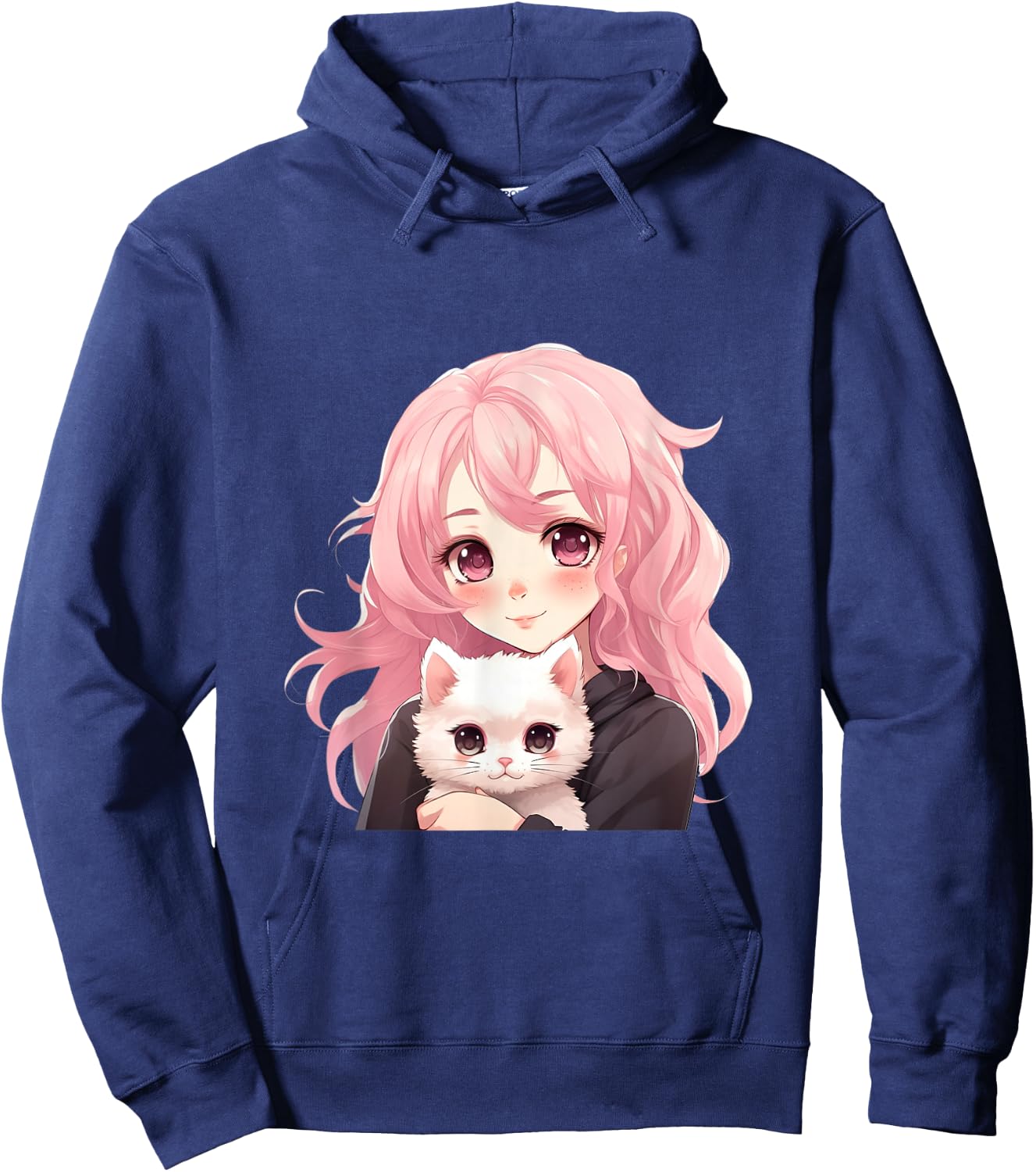 Anime and Cats Lover for Teen Manga kawaii Graphic Otaku Hoodie - Hoodie | Navy